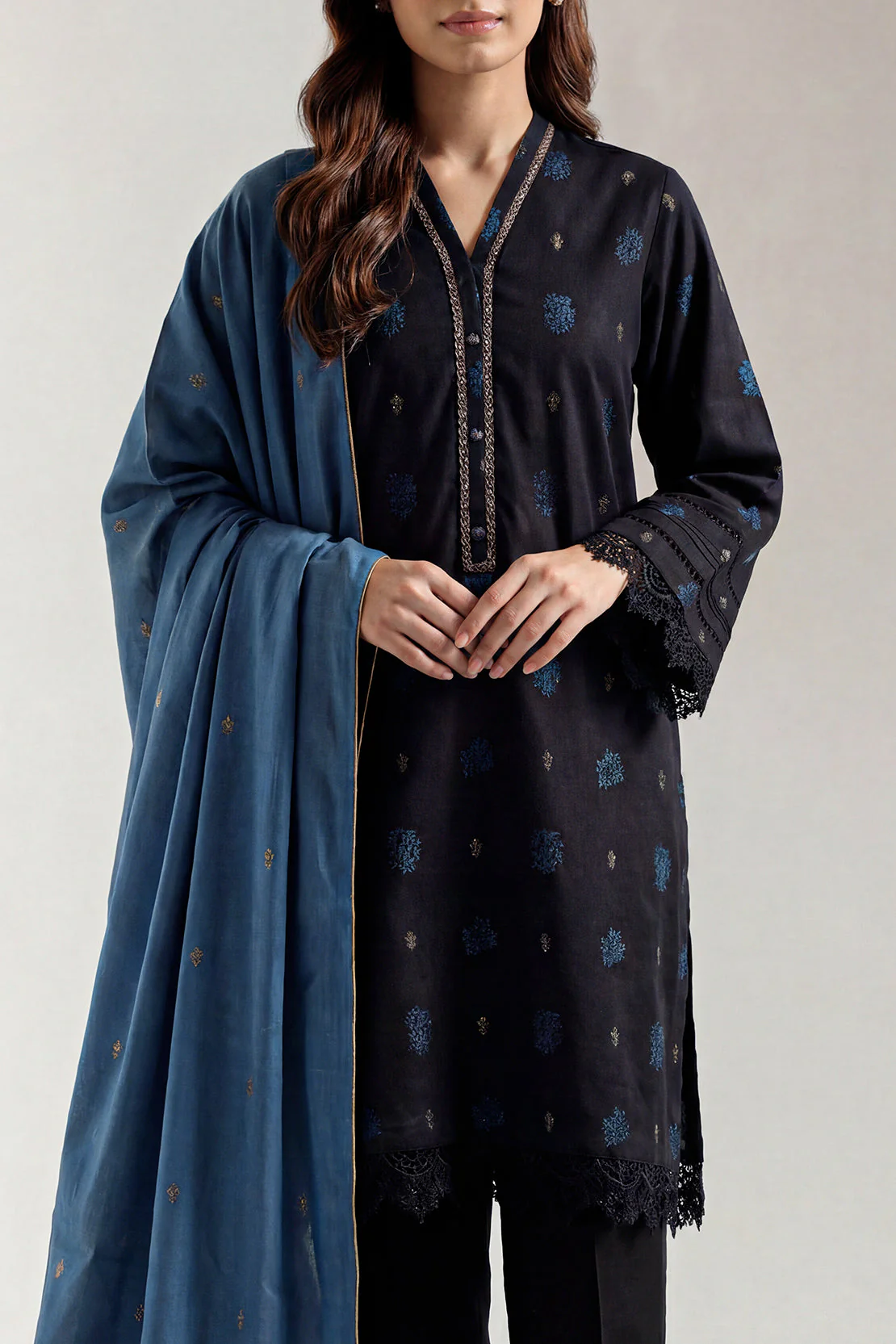 Unstitched Jacquard Cotton 3 Piece