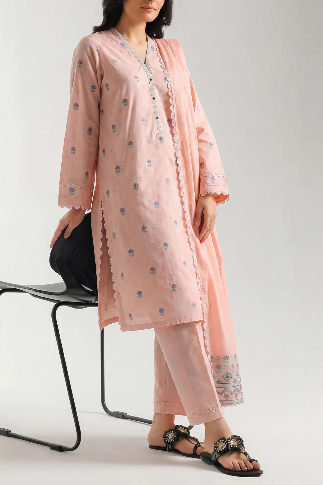 Unstitched Jacquard Cotton 3 Piece