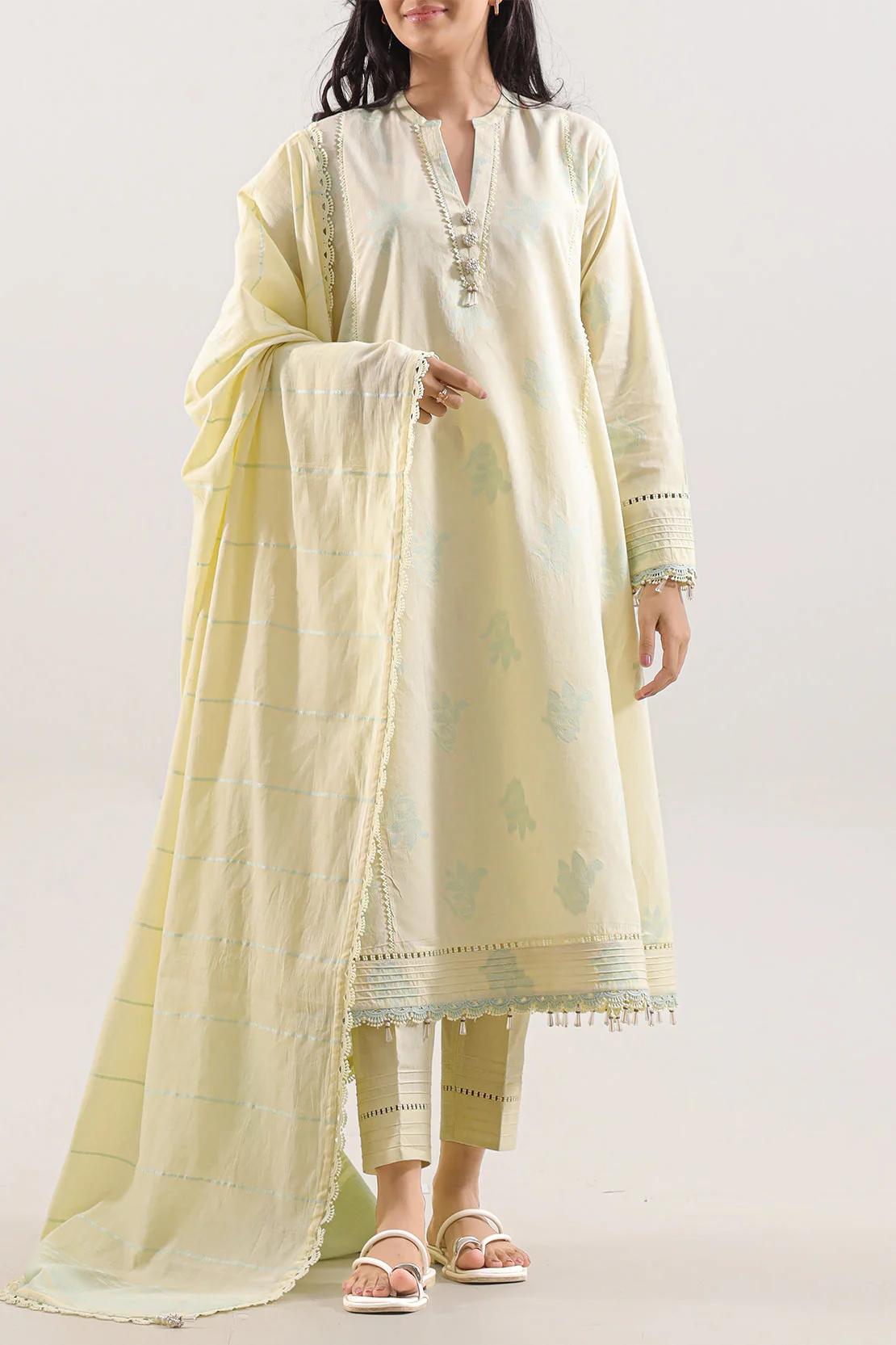 Unstitched Jacquard Cotton 3 Piece
