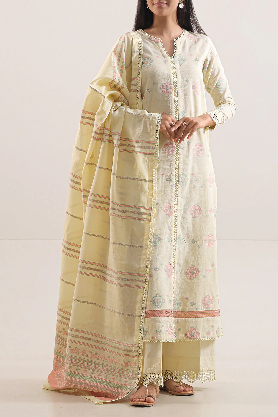 Unstitched Jacquard Cotton 3 Piece