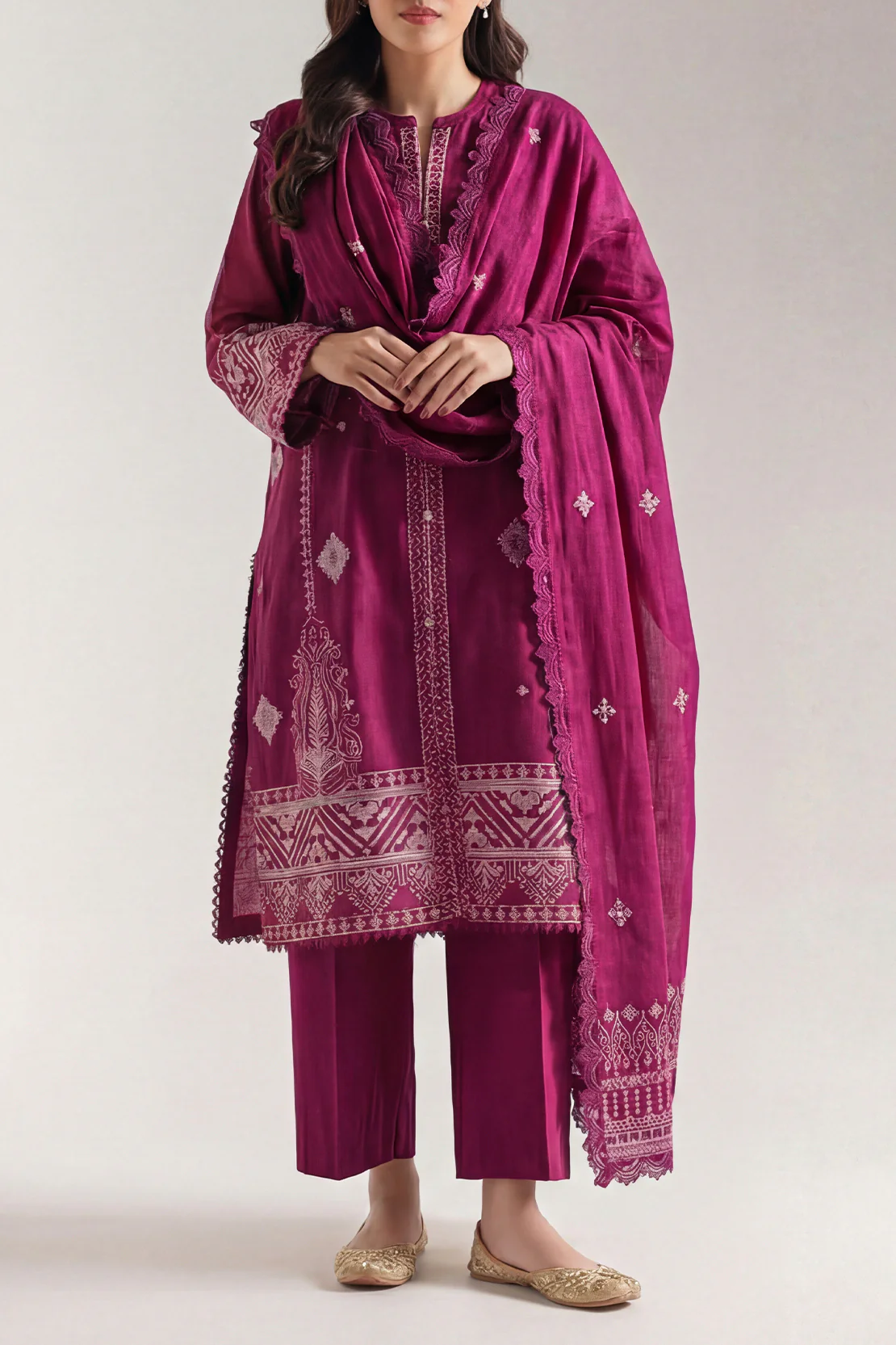 Unstitched Jacquard Cotton 3 Piece
