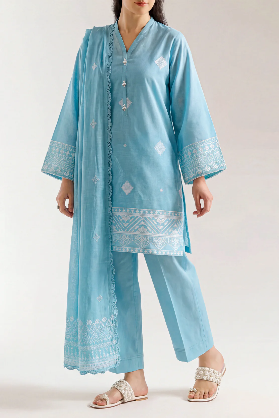 Unstitched Jacquard Cotton 3 Piece