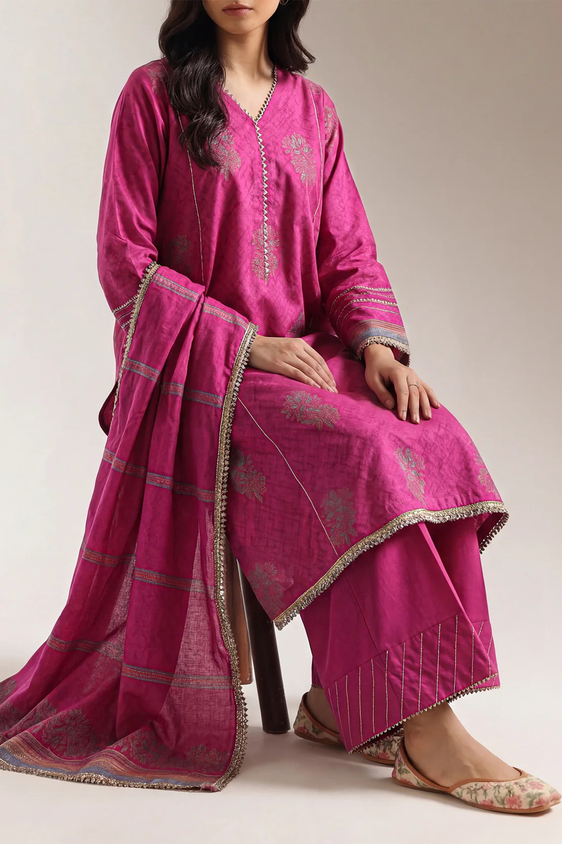 Unstitched Jacquard Cotton 3 Piece