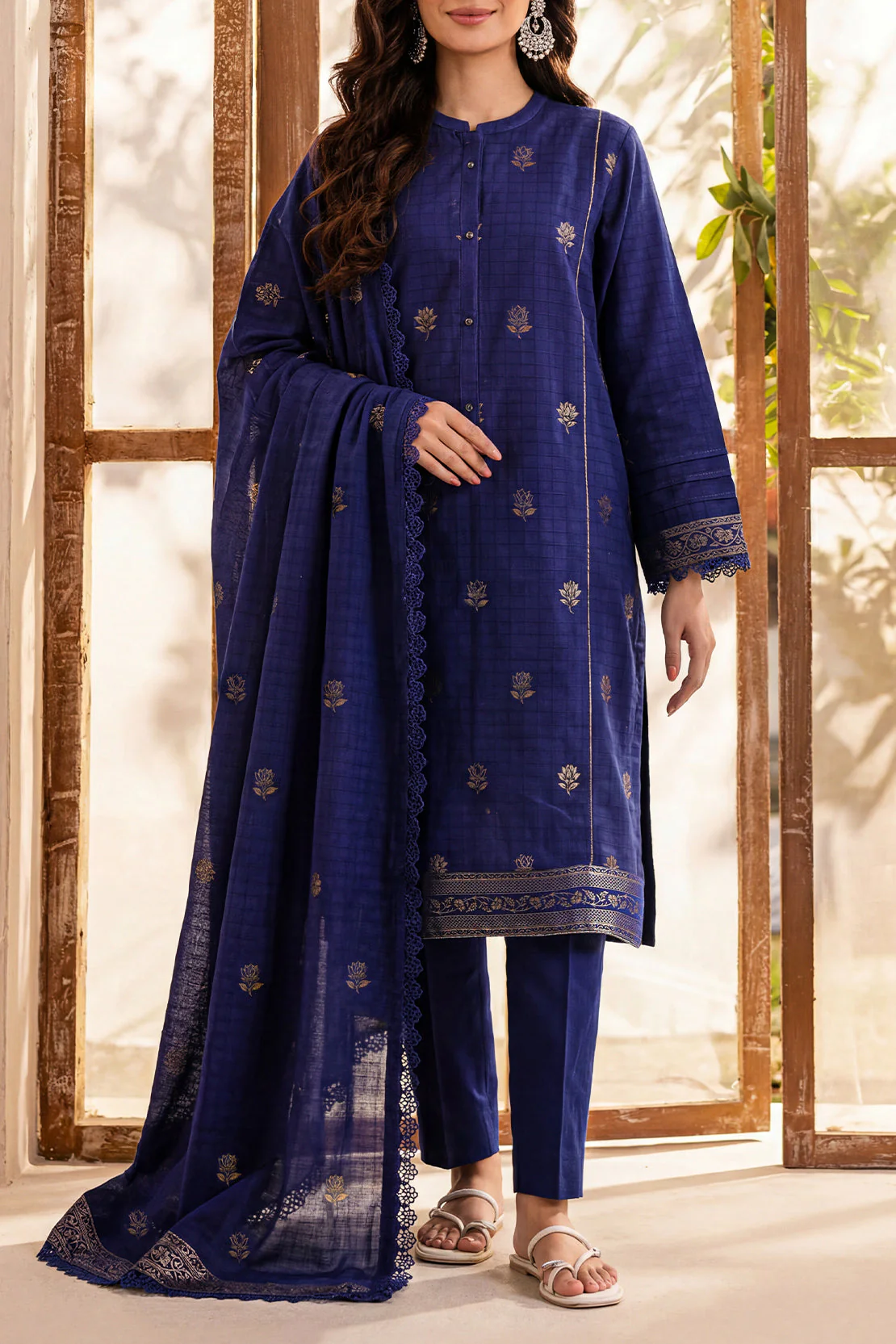 Unstitched Jacquard Cotton 3 Piece
