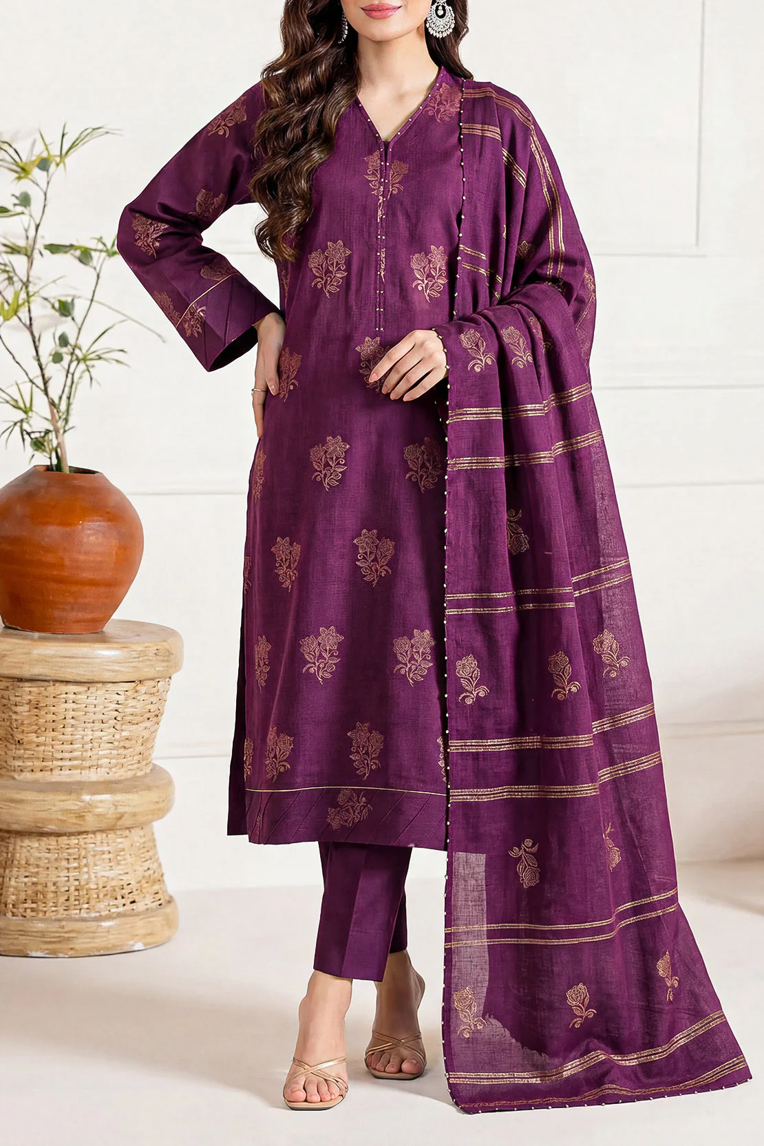 Unstitched Jacquard Cotton 3 Piece