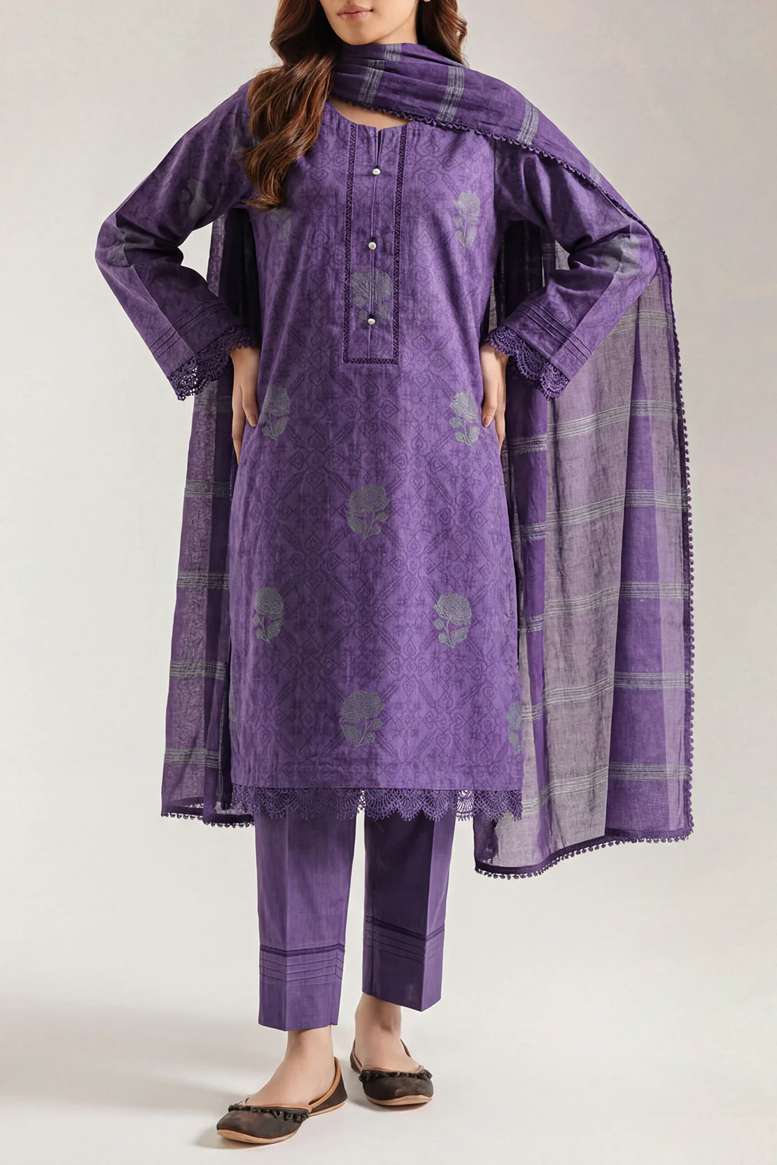 Unstitched Jacquard Cotton 3 Piece - Image 2