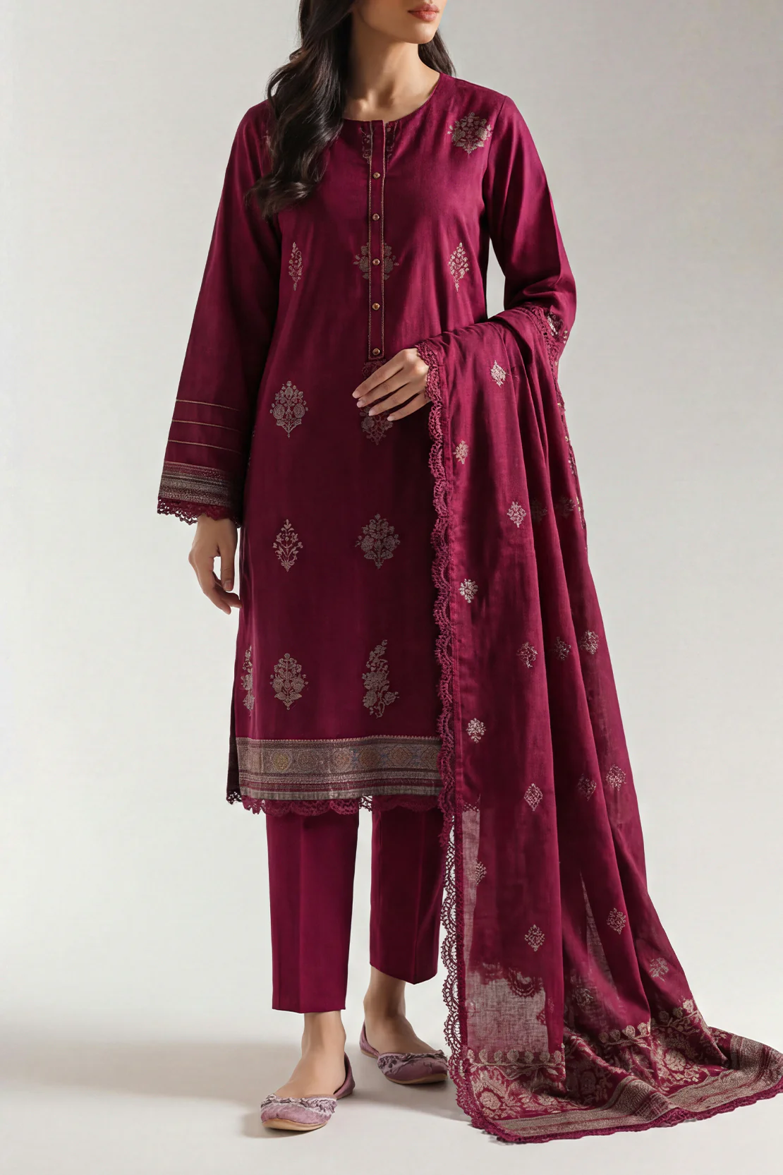 Unstitched Jacquard Cotton 3 Piece