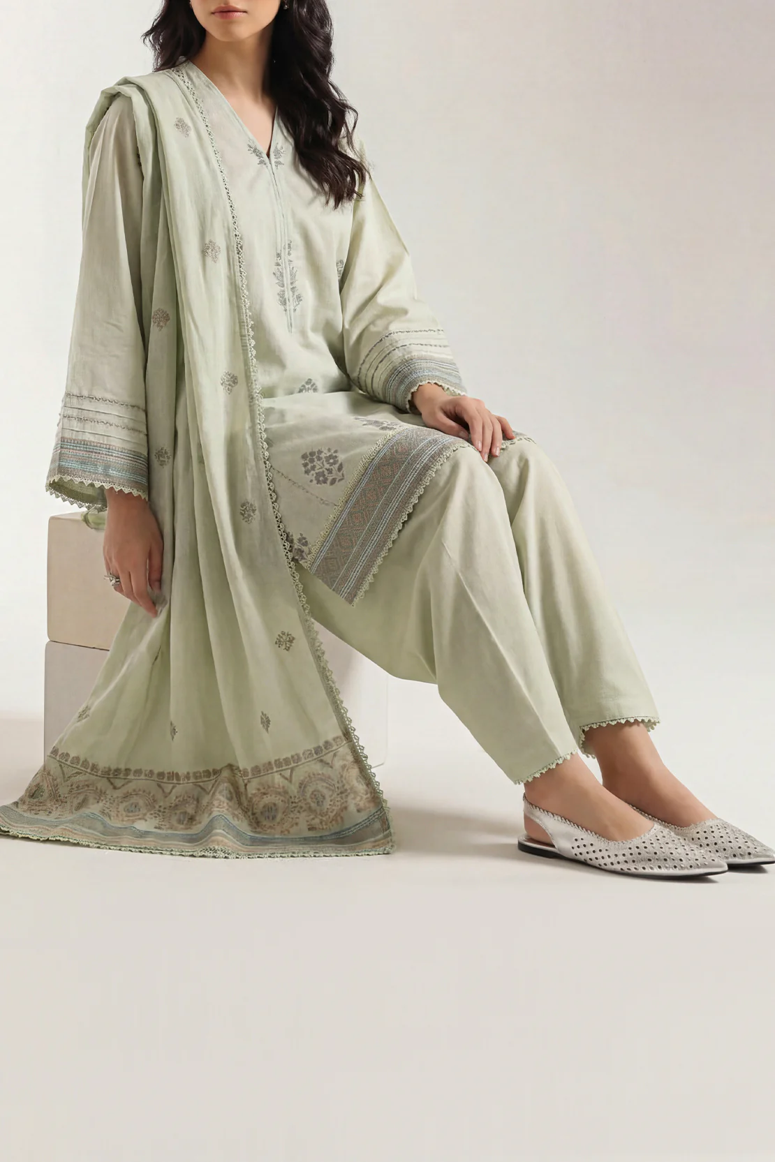 Unstitched Jacquard Cotton 3 Piece