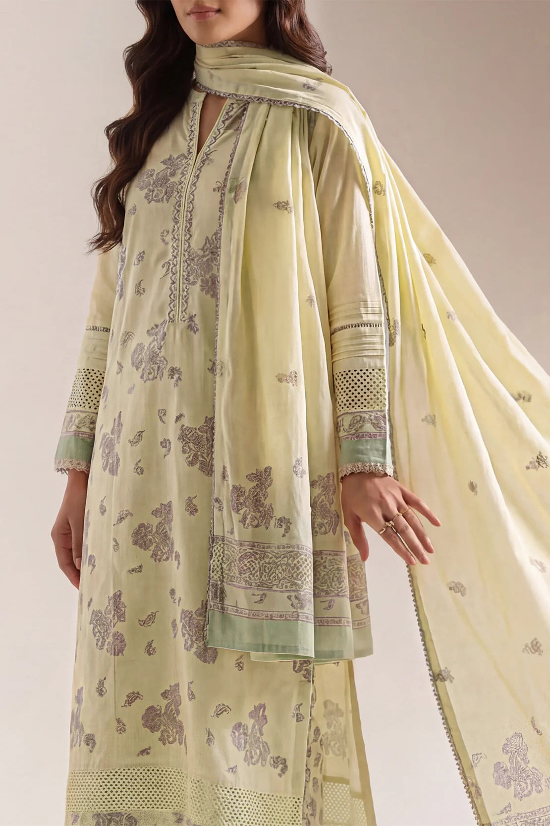 Unstitched Jacquard Cotton 3 Piece