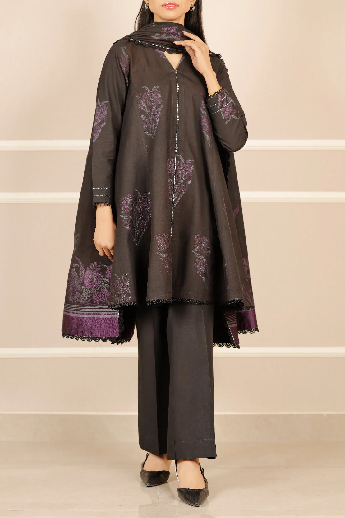 Unstitched Jacquard Cotton 3 Piece