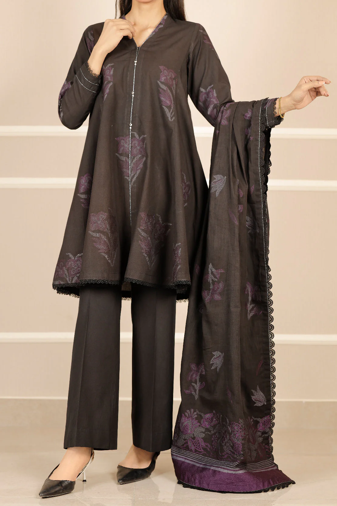 Unstitched Jacquard Cotton 3 Piece - Image 2