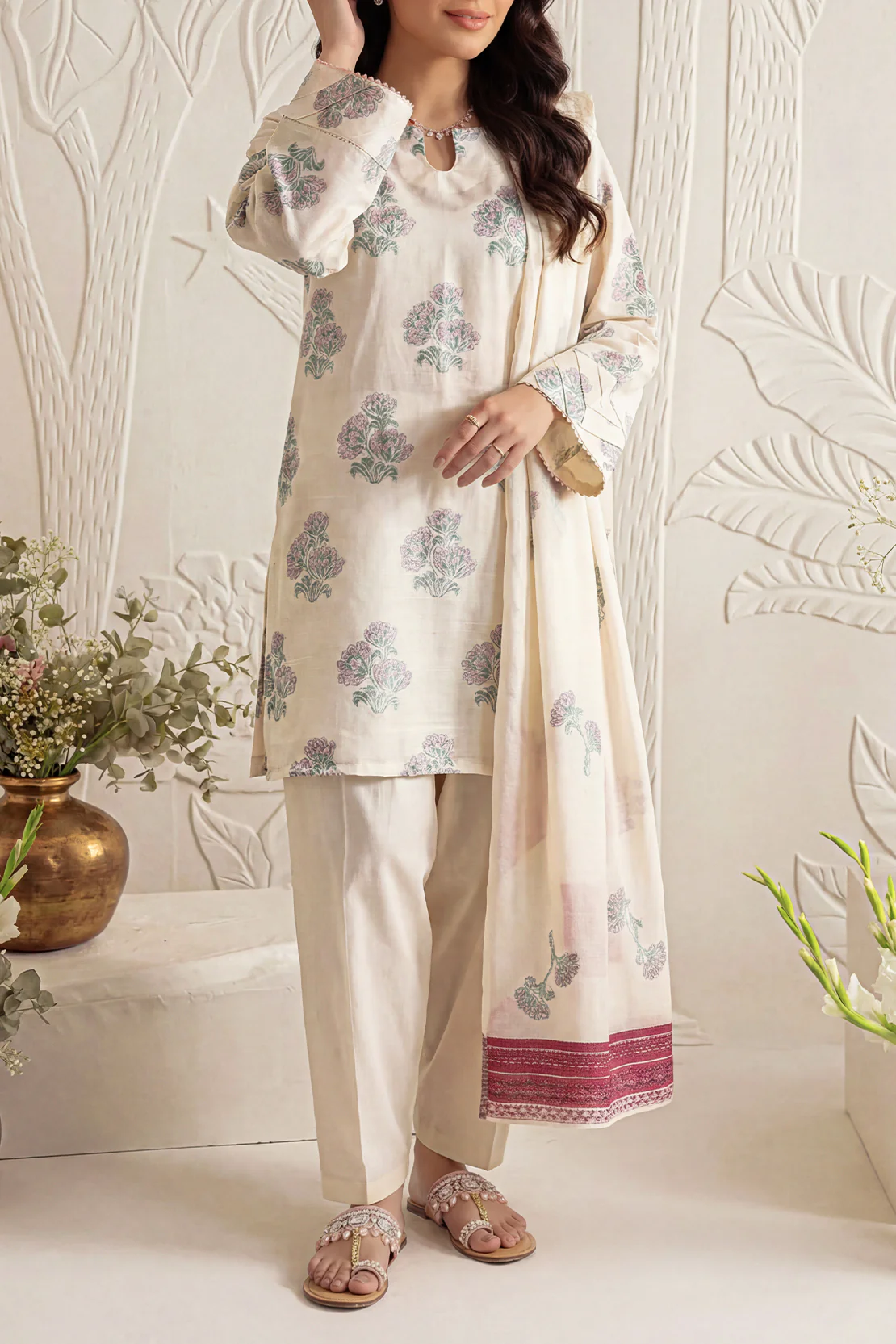 Unstitched Jacquard Cotton 3 Piece