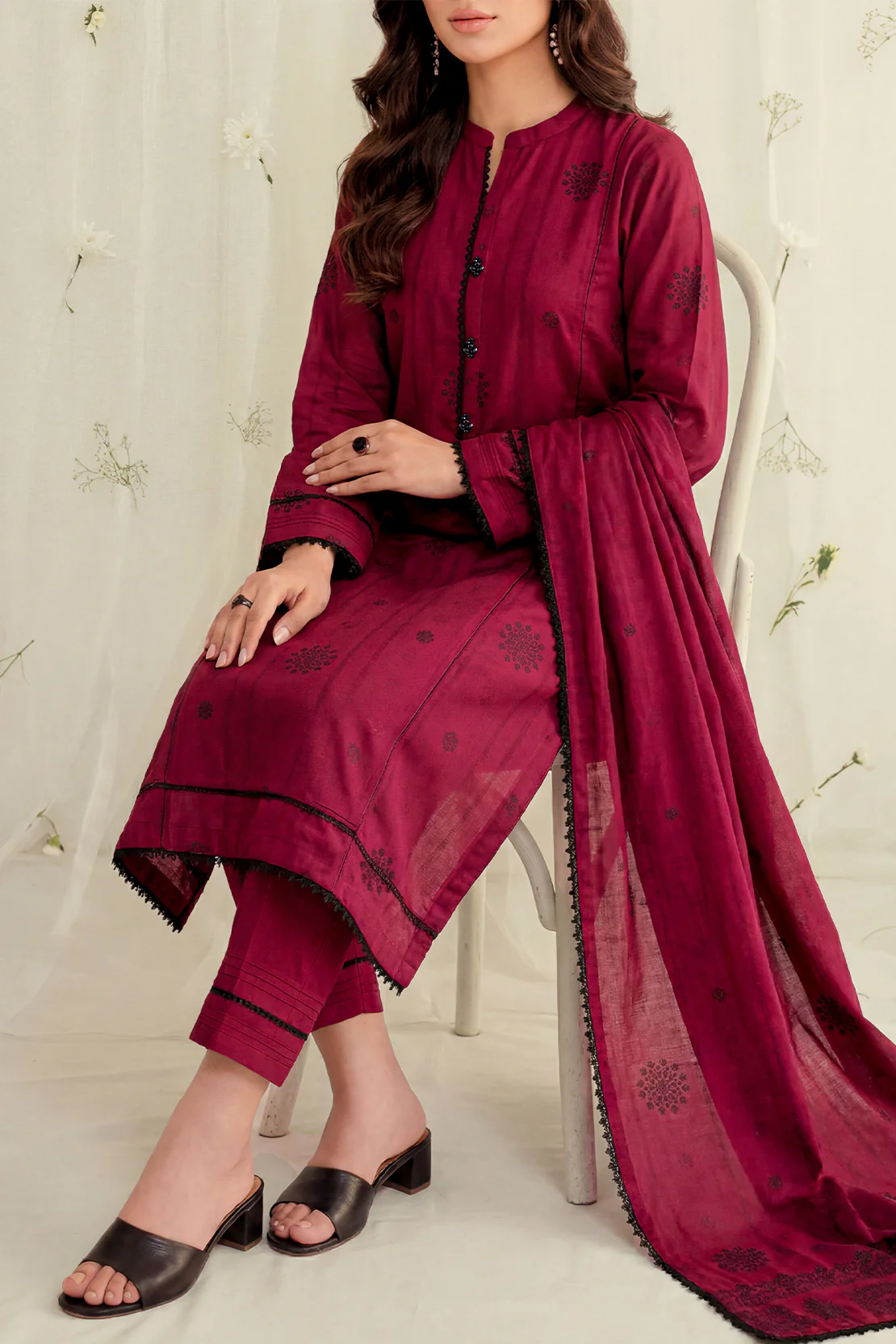 Unstitched Jacquard Cotton 3 Piece