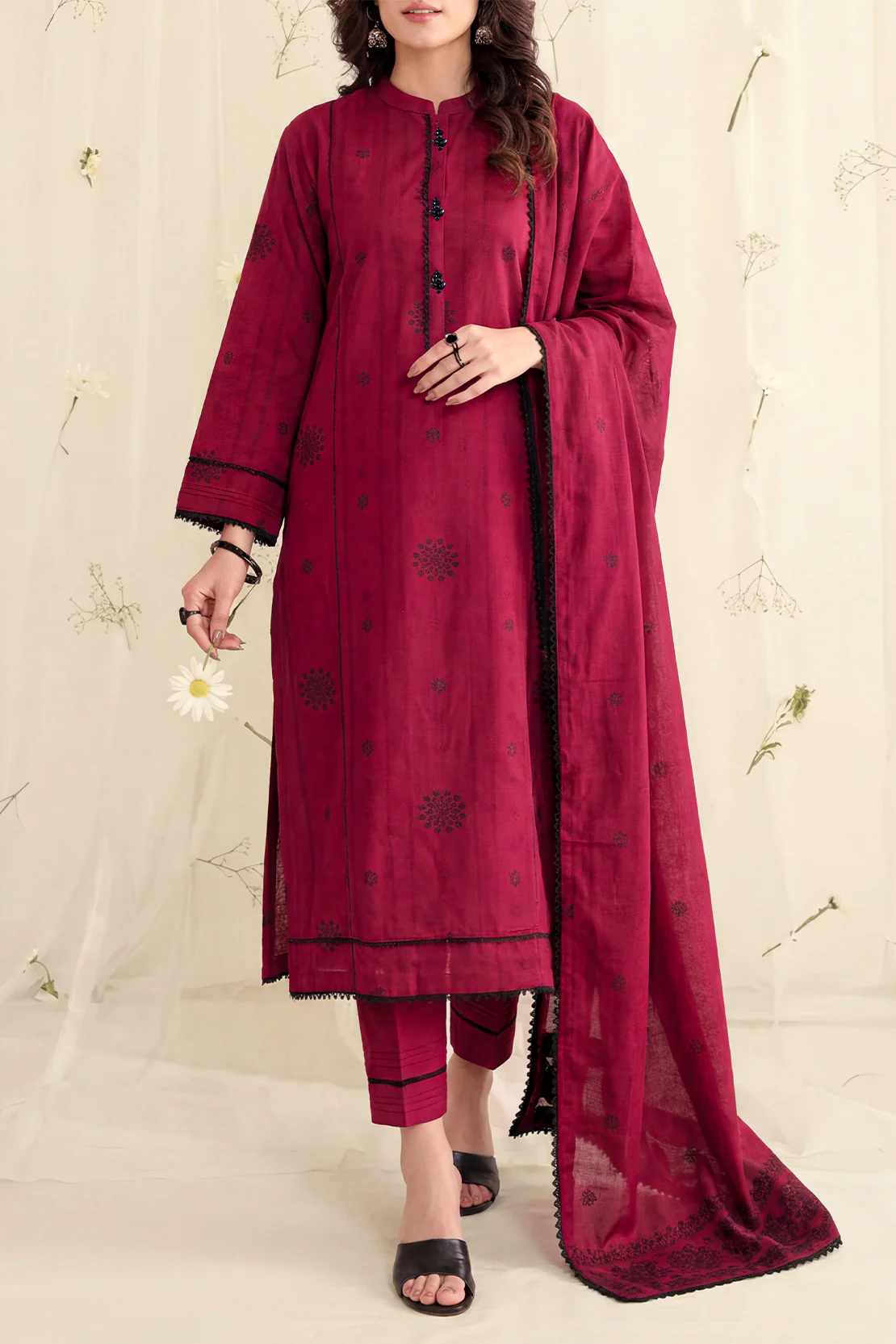 Unstitched Jacquard Cotton 3 Piece - Image 2