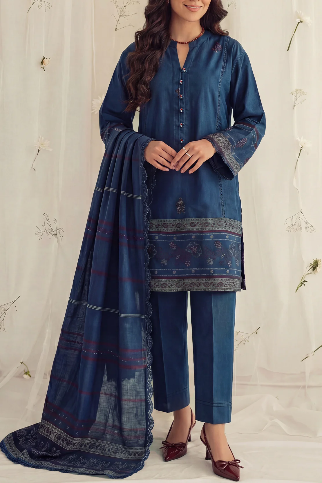 Unstitched Jacquard Cotton 3 Piece