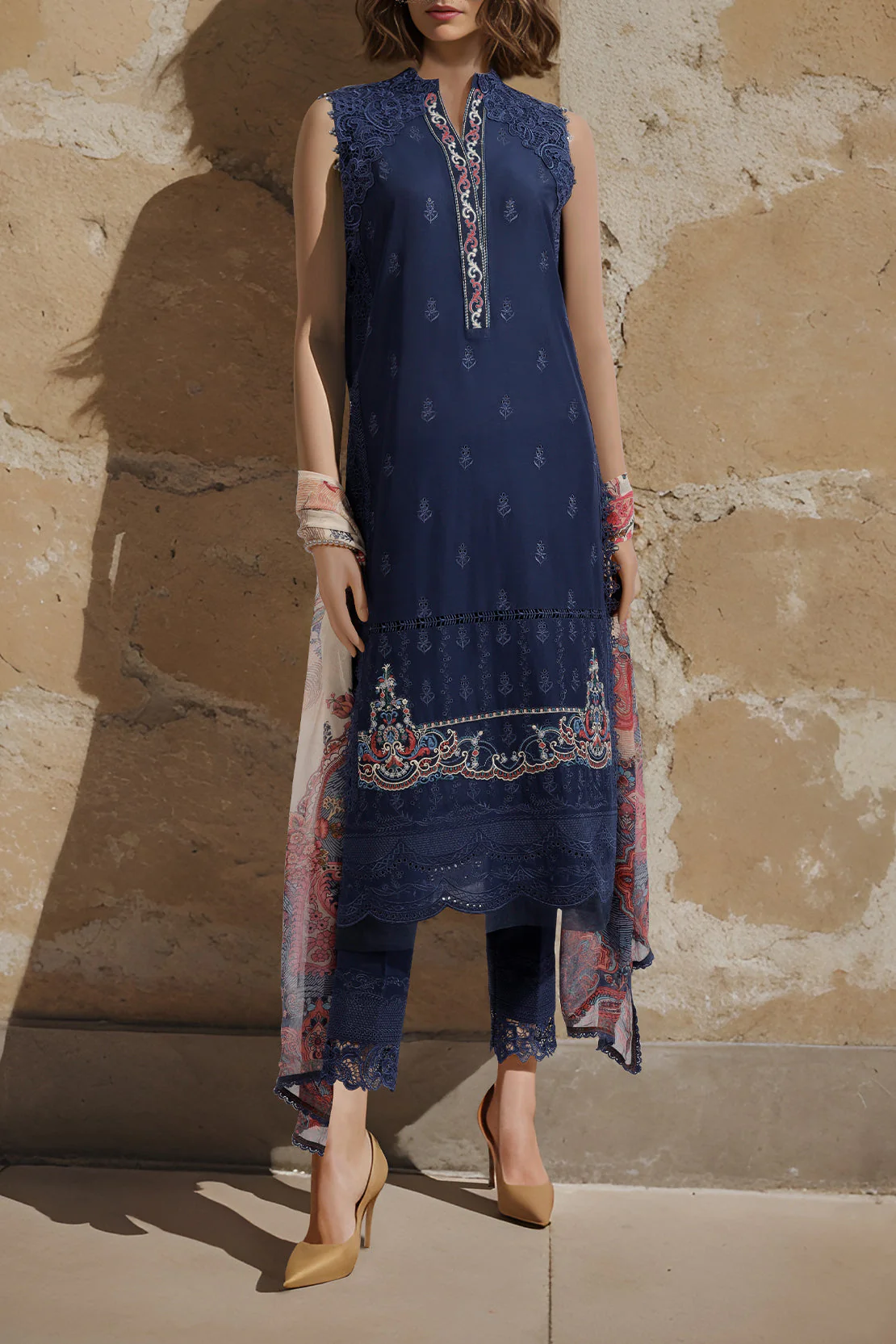 Unstitched Jacquard Embroidered 2 Piece (Shirt/Dupatta) - Image 2