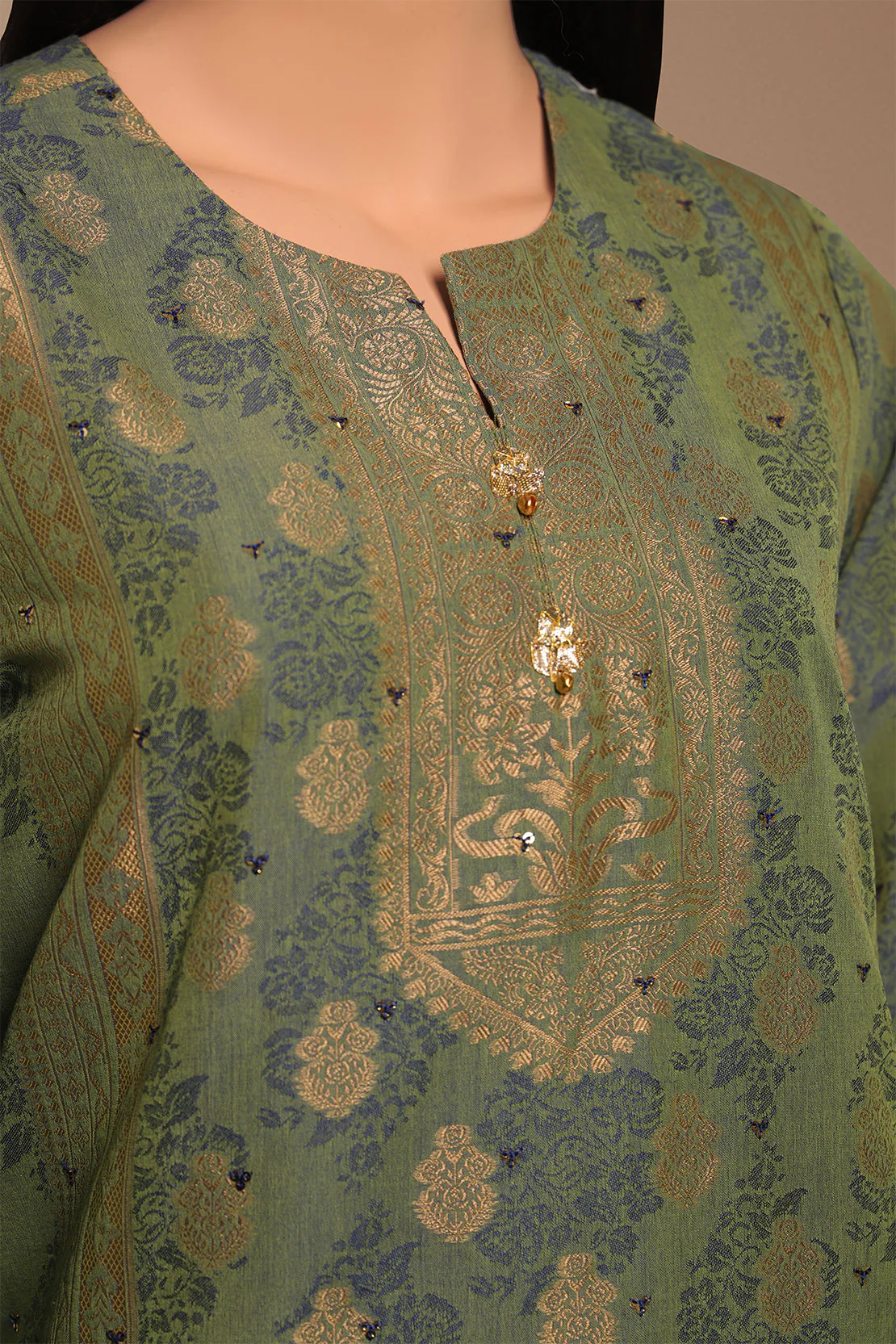 Unstitched Jacquard Cotton Embroidered 2 Piece (Shirt/Dupatta) - Image 2