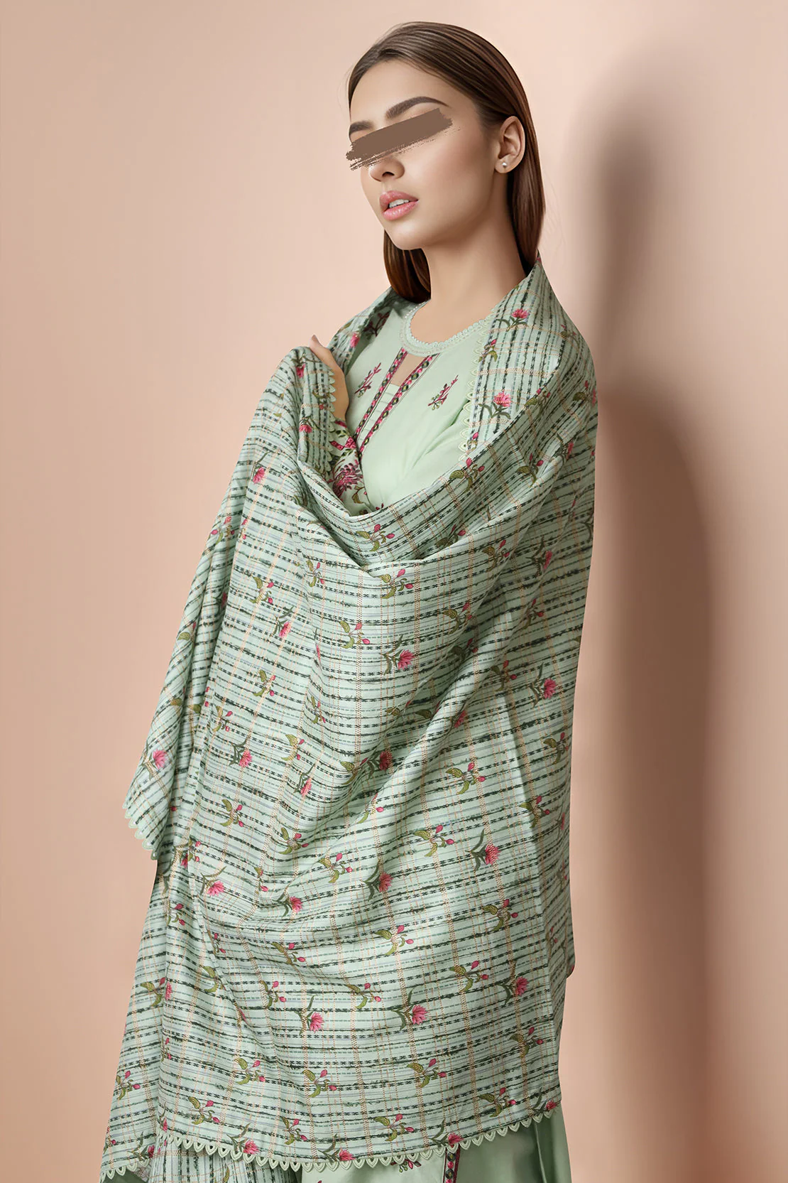 Unstitched Lawn Embroidered 2 Piece (Shirt/Dupatta) - Image 3