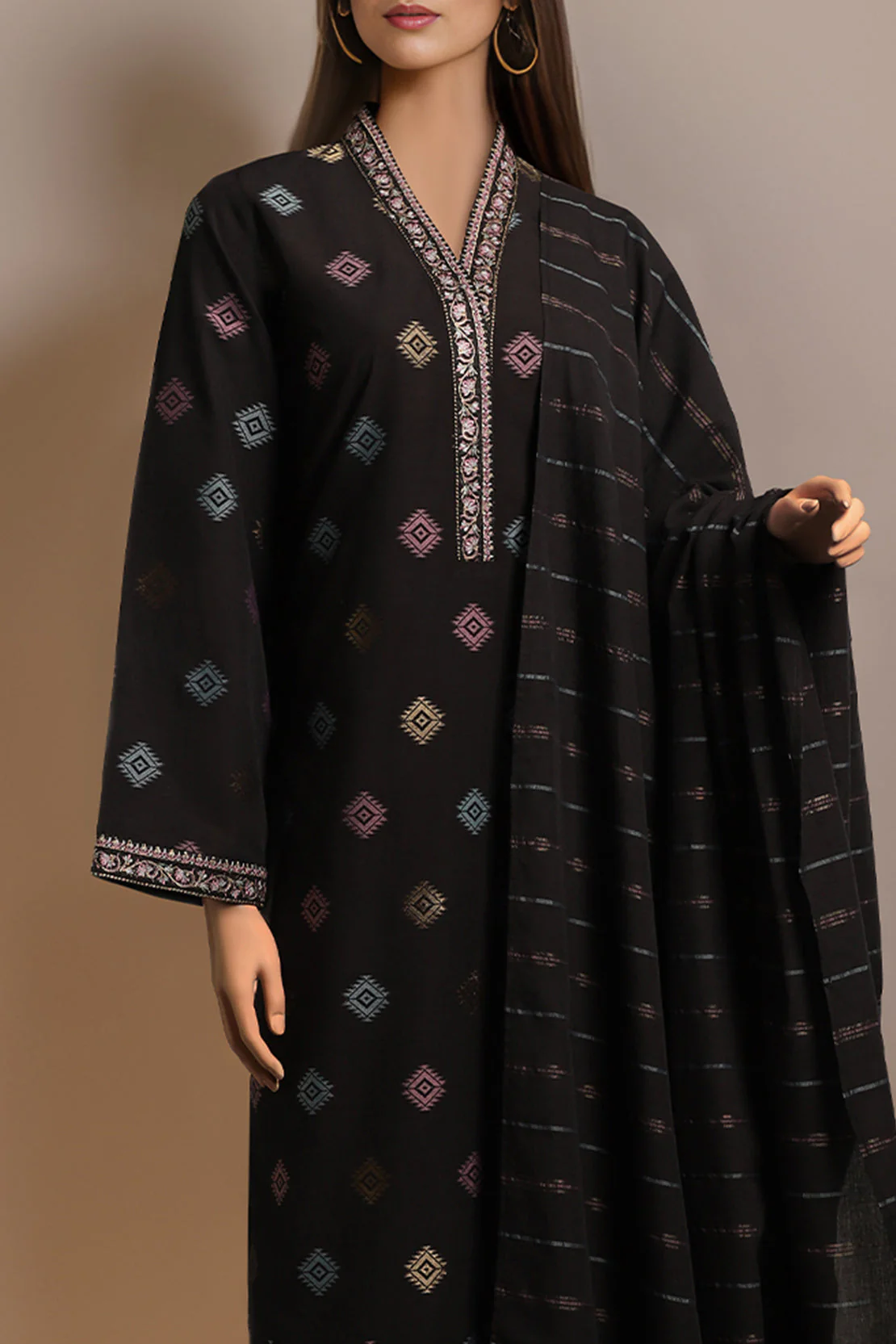 Unstitched Jacquard Cotton Embroidered 2 Piece (Shirt/Trouser)