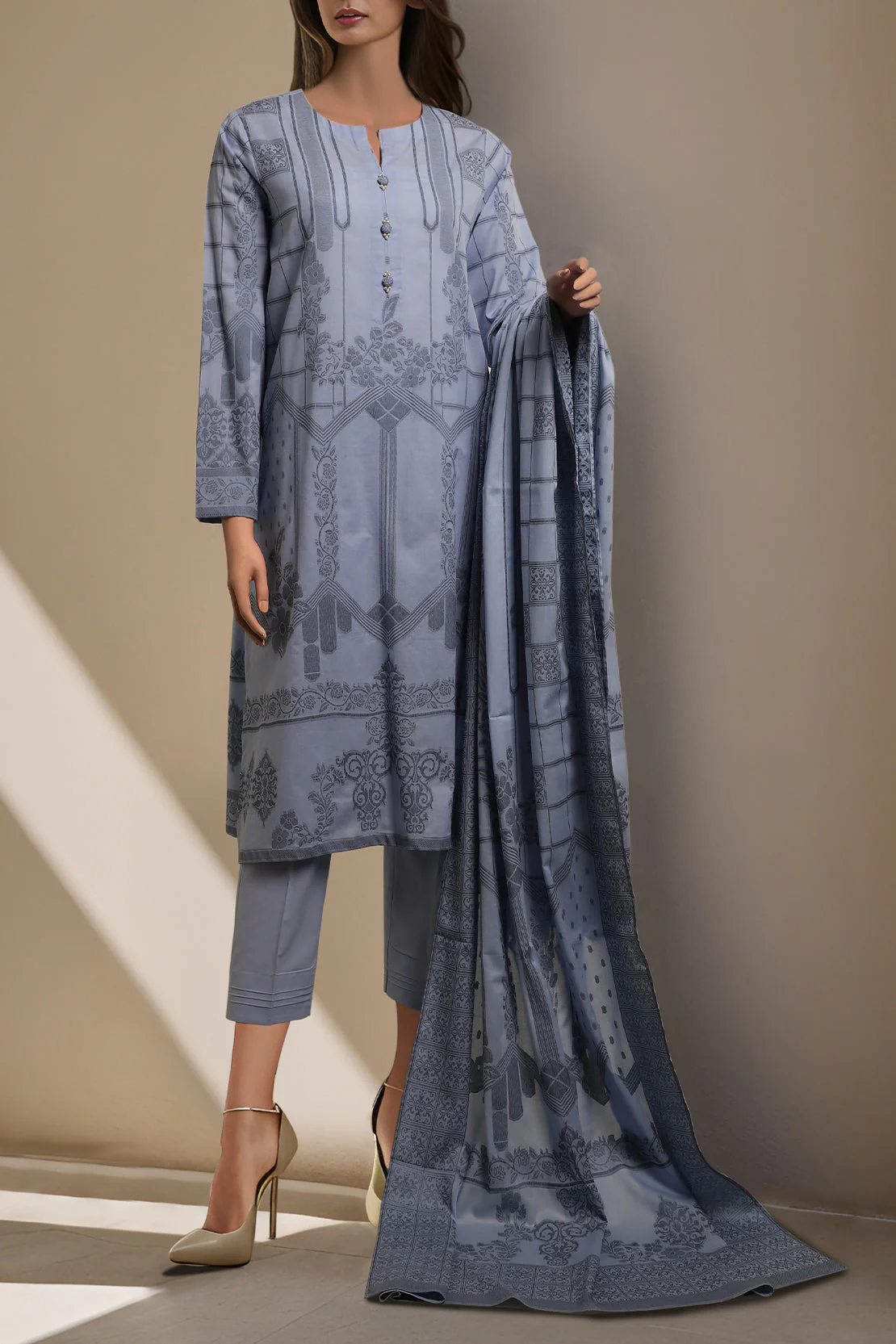 Unstitched Jacquard Cotton Shirt - Image 2