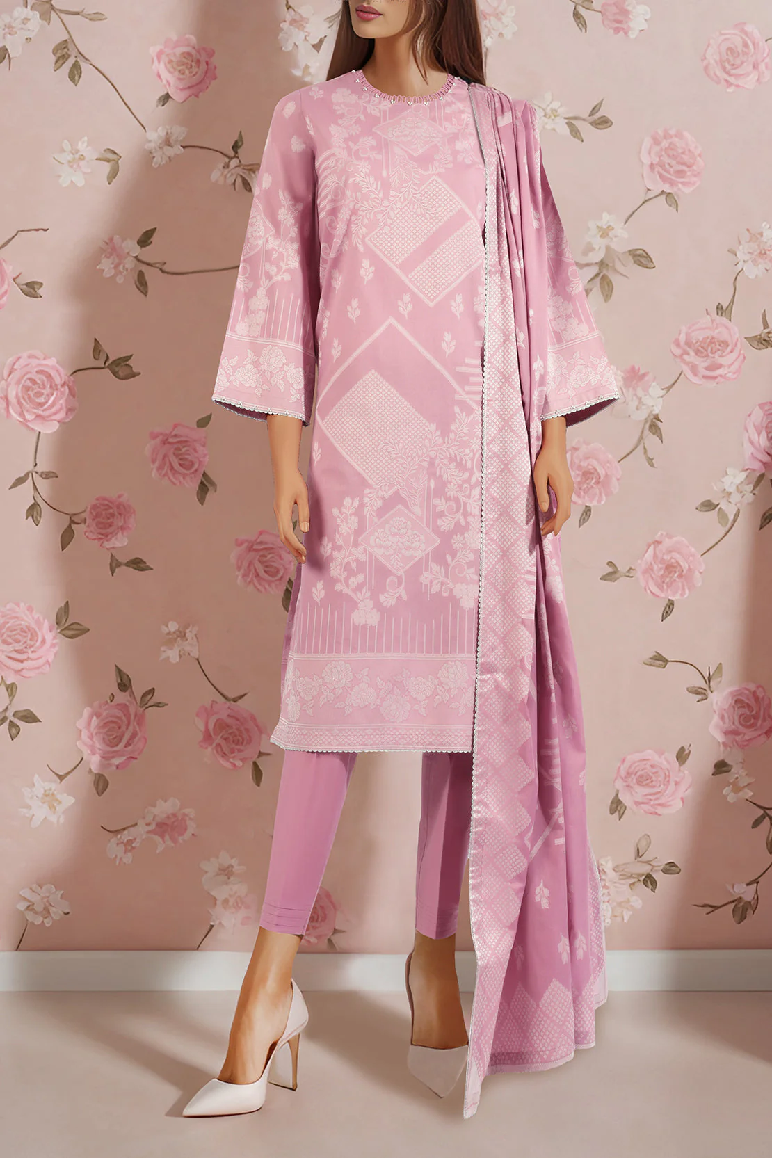 Unstitched Jacquard Cotton Shirt - Image 2