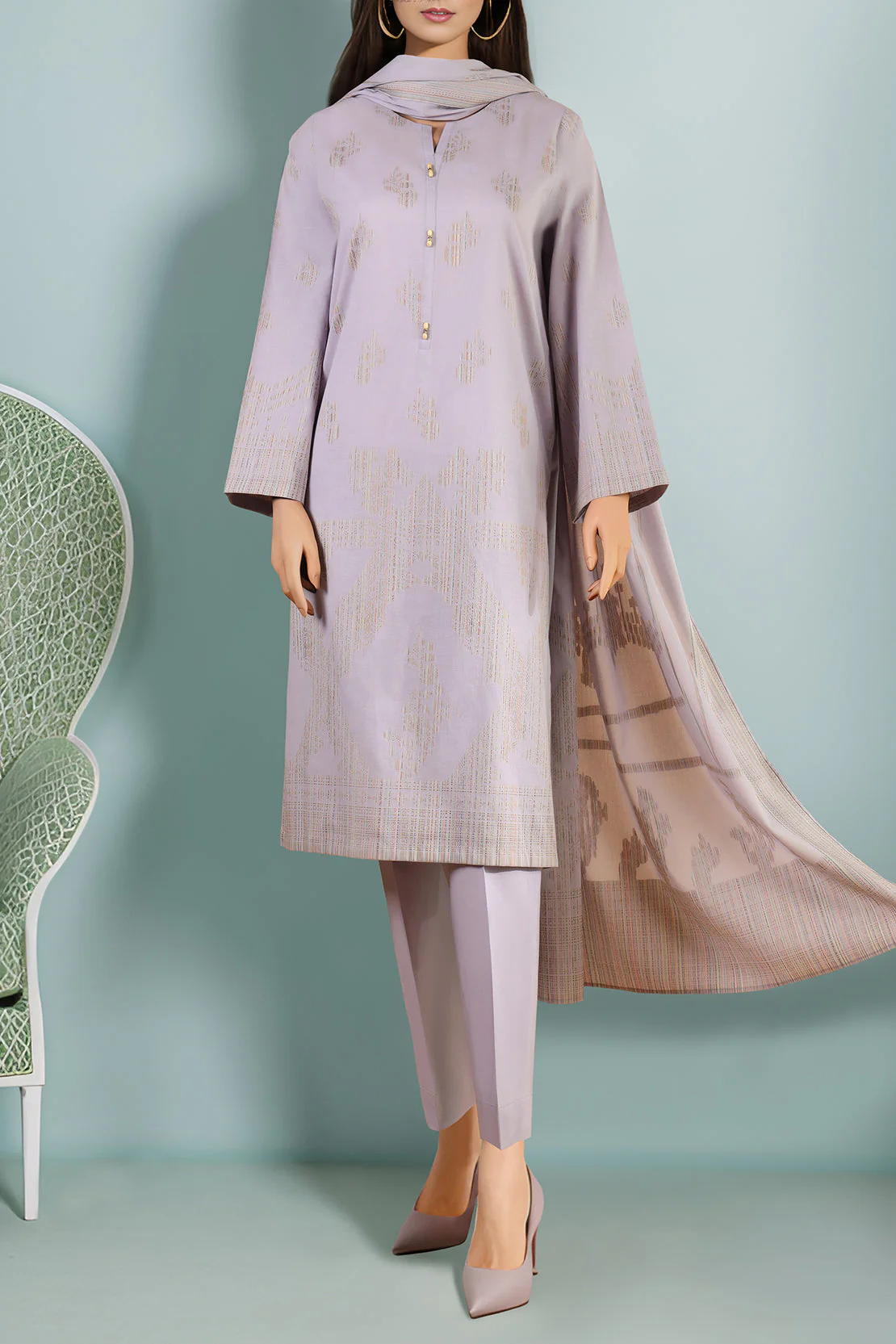 Unstitched Jacquard Cotton Shirt - Image 2