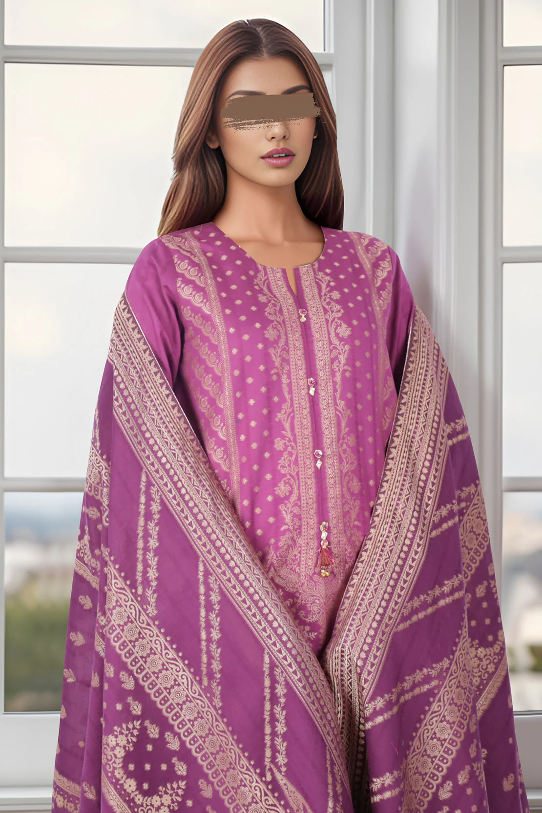 Unstitched Jacquard Cotton Shirt - Image 2