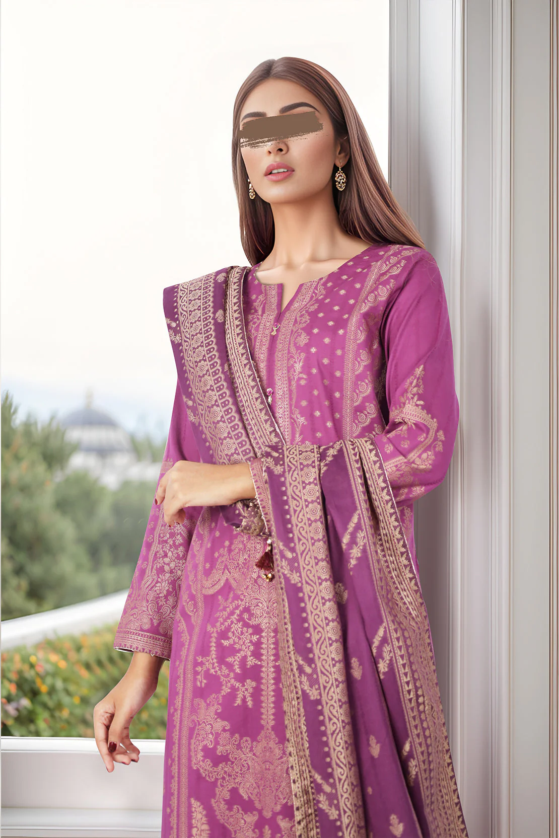 Unstitched Jacquard Cotton Shirt - Image 3