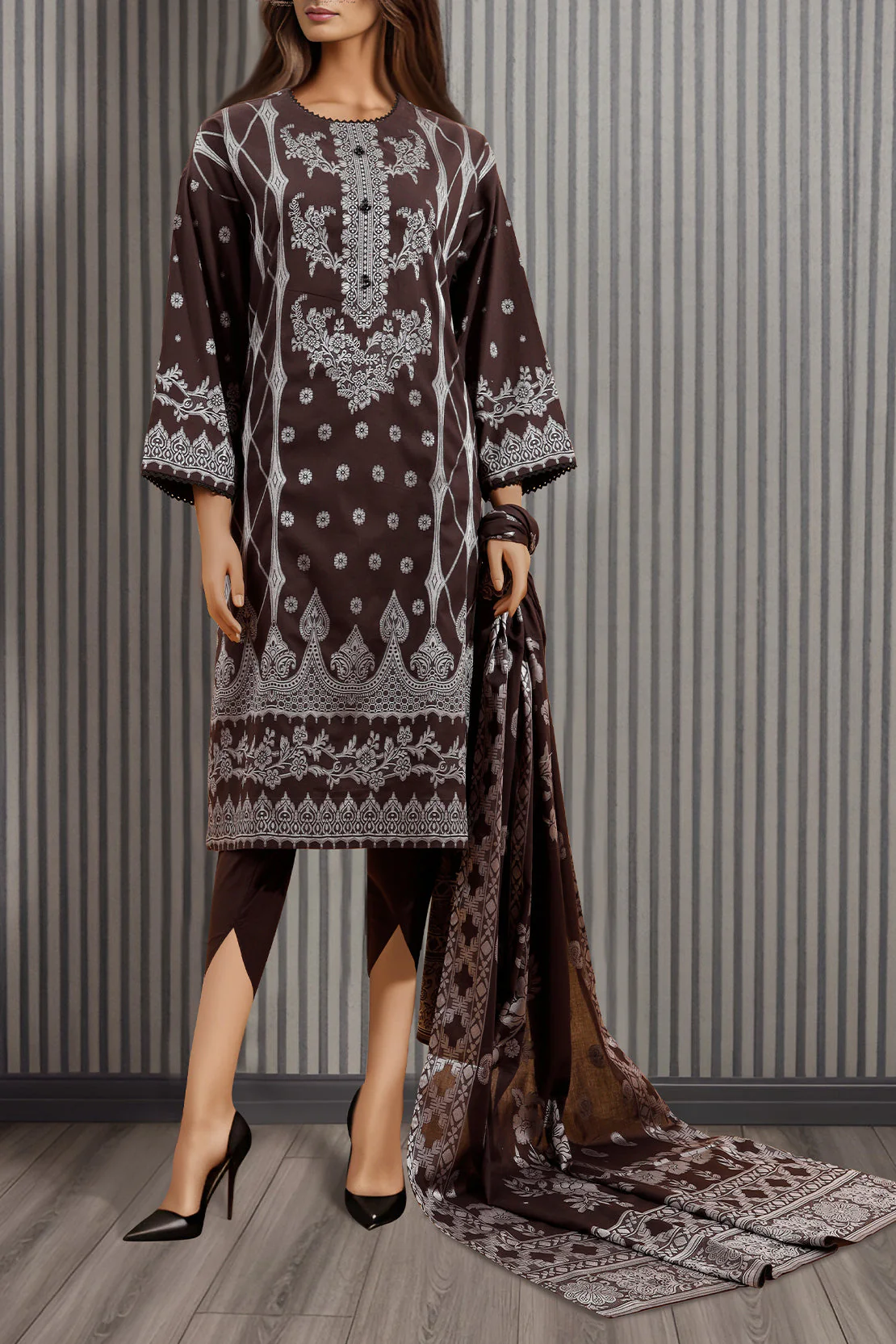 Unstitched Jacquard Cotton Shirt - Image 2