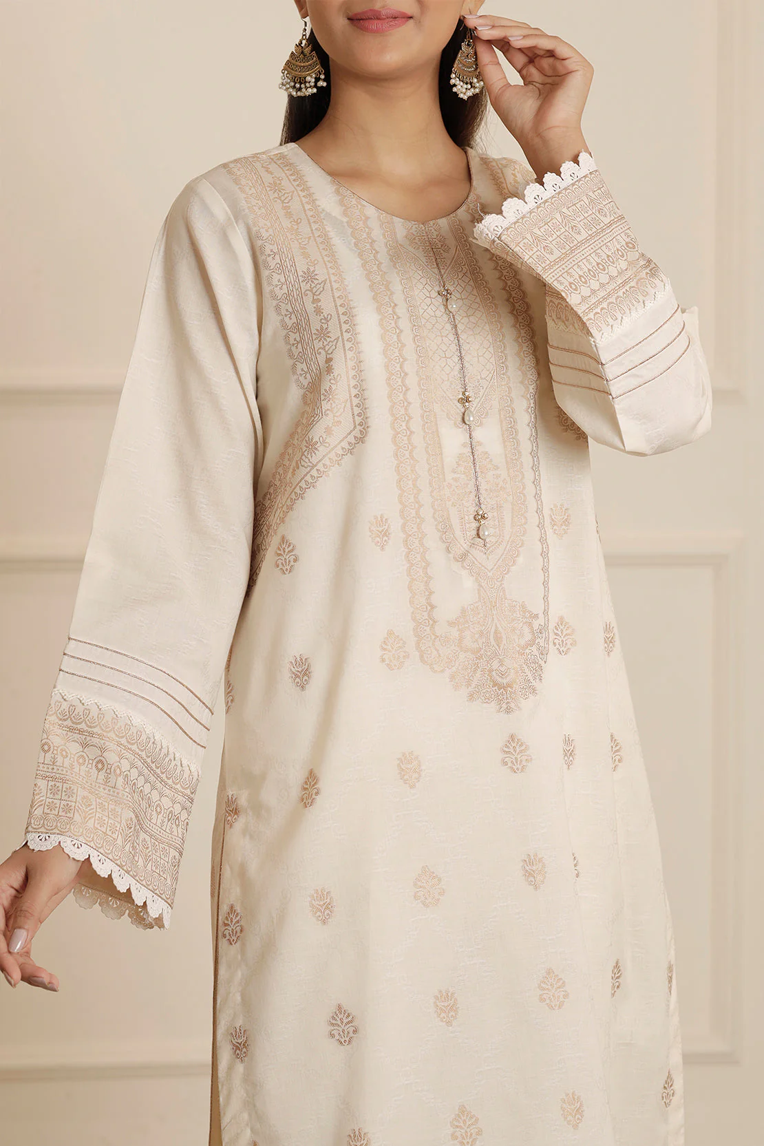 Unstitched Jacquard Cotton Shirt - Image 5