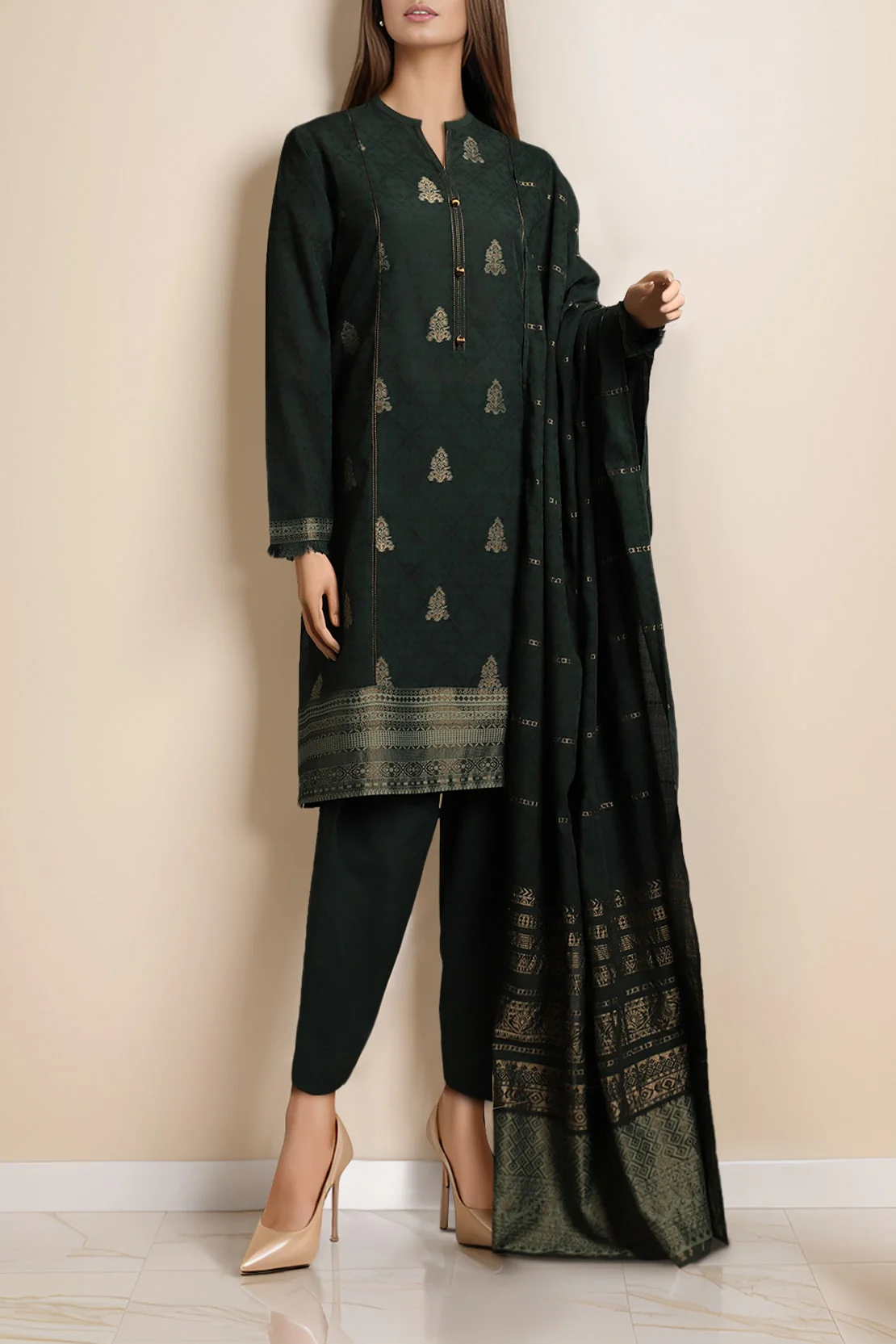 Unstitched Jacquard Cotton Shirt - Image 2
