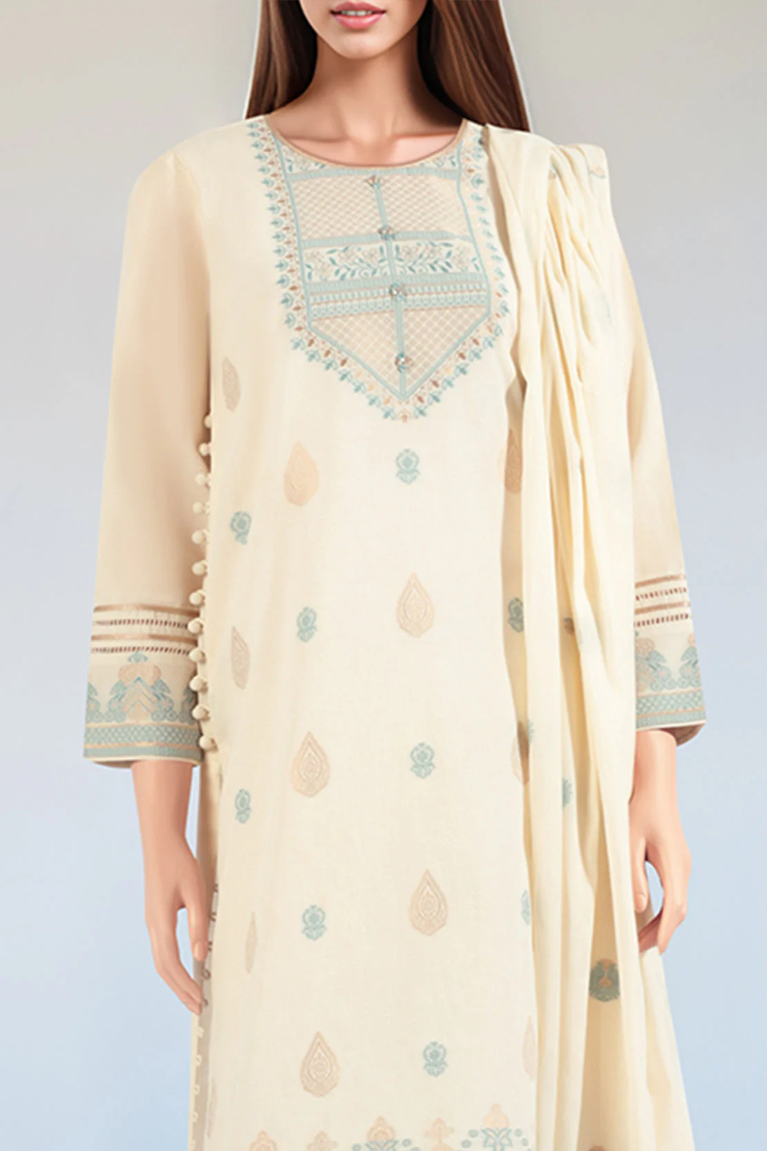 Unstitched Jacquard Cotton Shirt - Image 2
