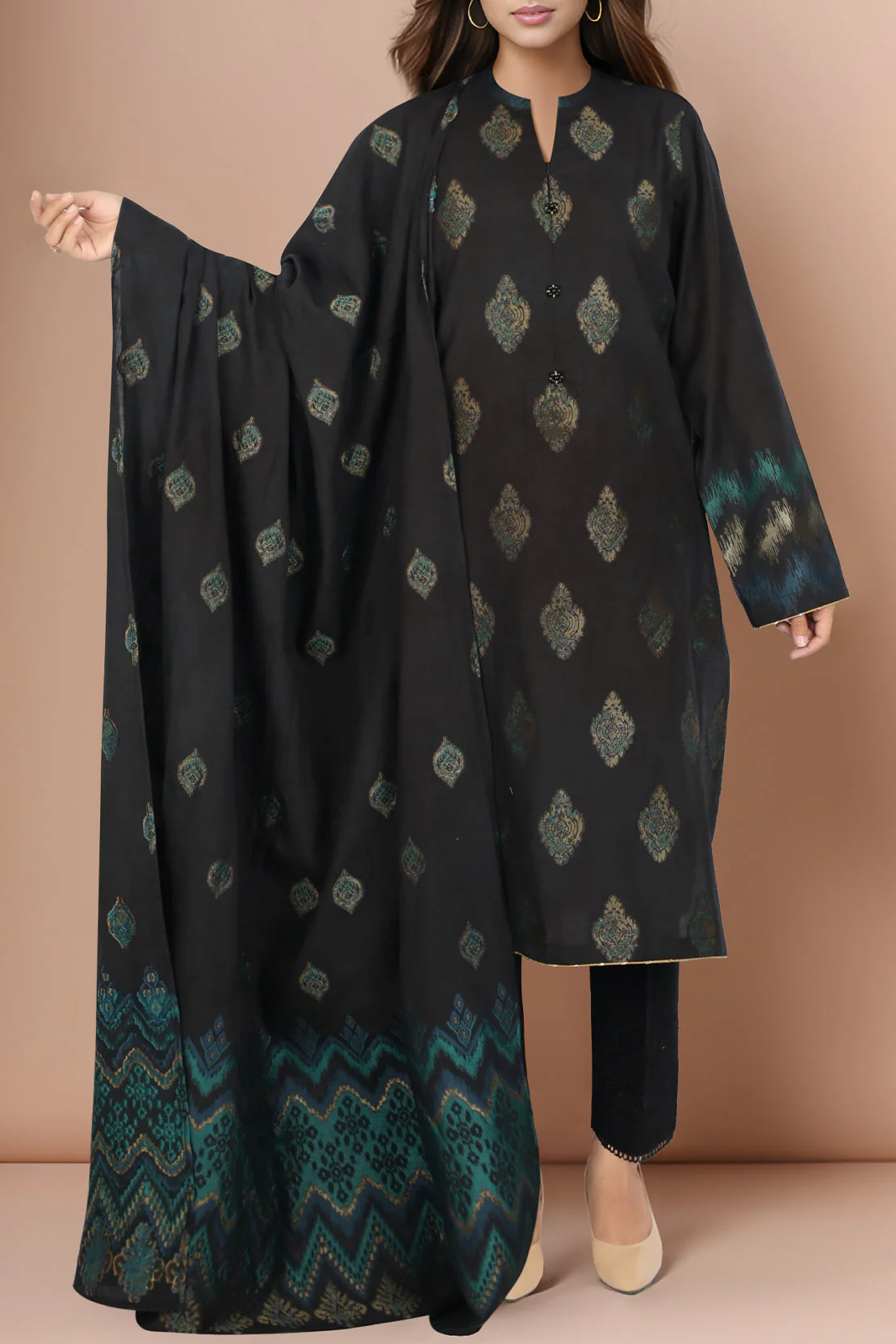 Unstitched Jacquard Cotton Shirt - Image 2