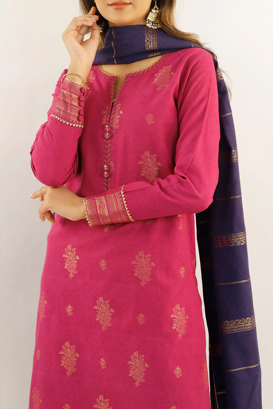 Unstitched Jacquard Cotton Shirt - Image 6