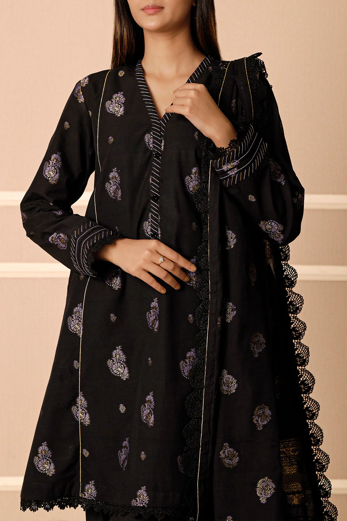 Unstitched Jacquard Cotton Shirt - Image 5