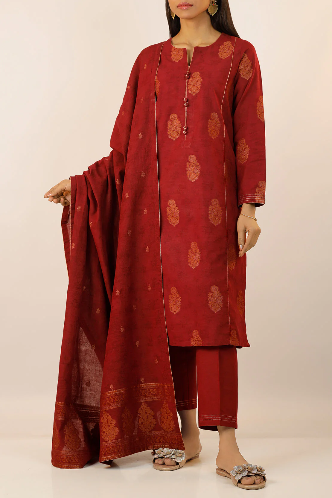 Unstitched Jacquard Cotton Shirt - Image 2