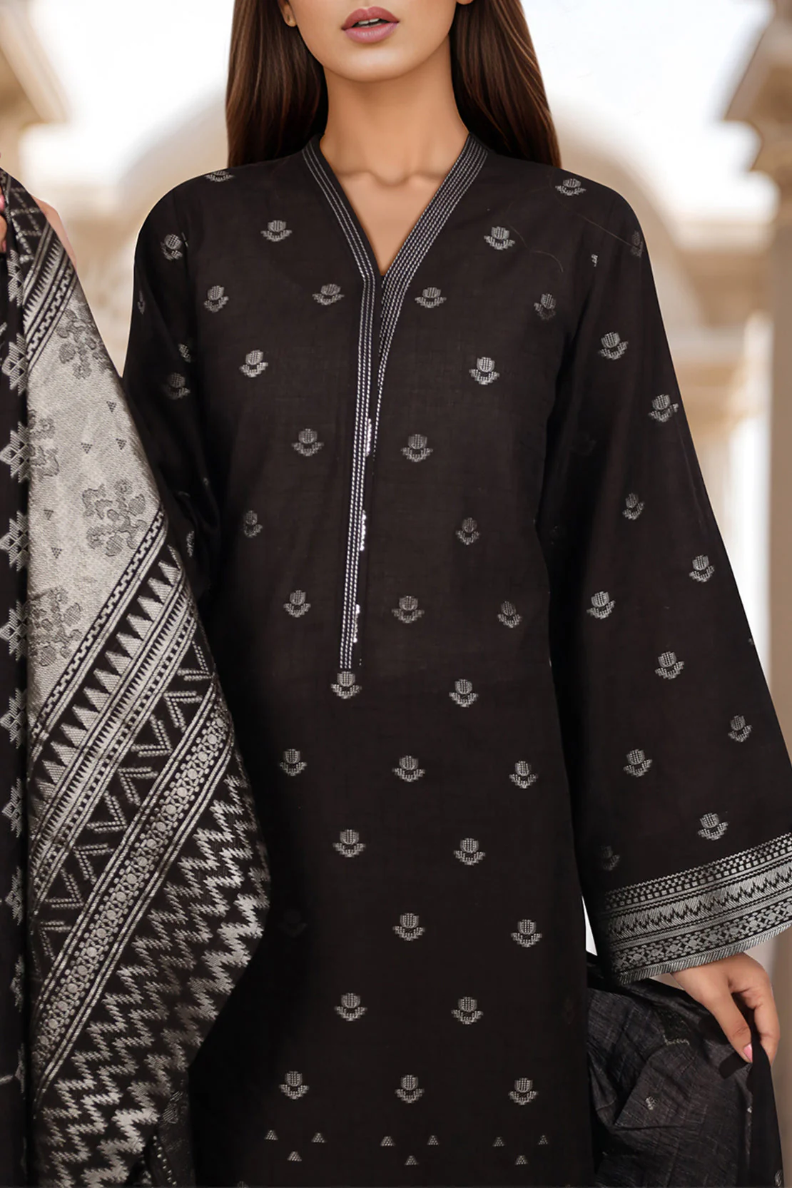 Unstitched Jacquard Cotton Shirt - Image 2