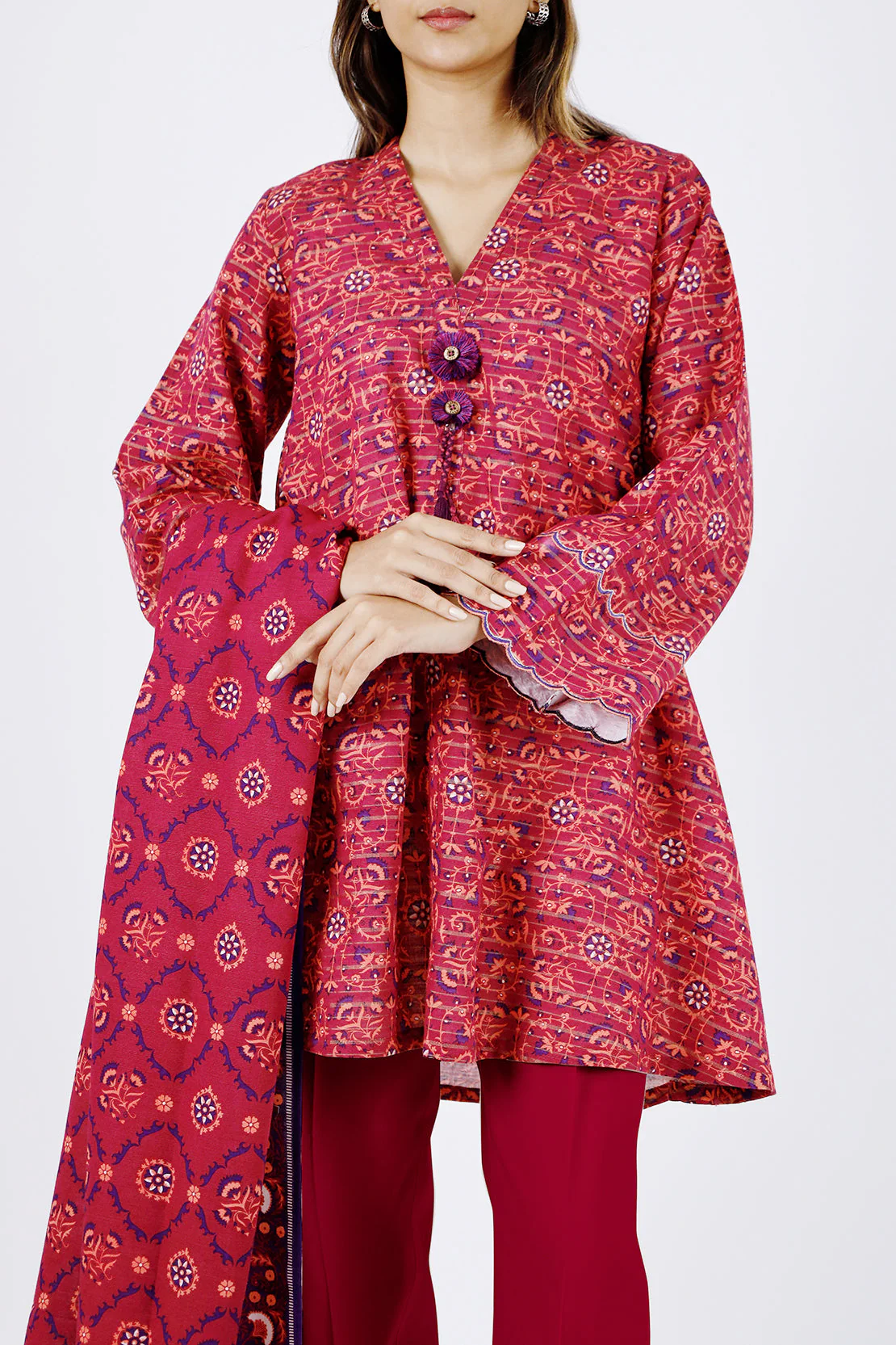 Unstitched Jacquard Khaddar 3 Piece - Image 2