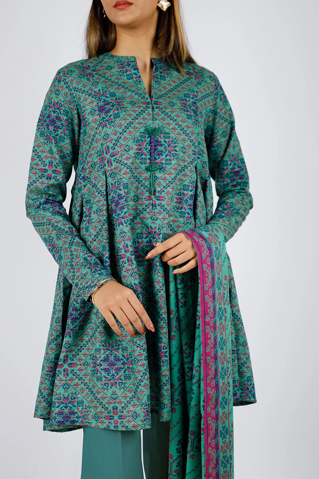 Unstitched Jacquard Khaddar 3 Piece - Image 3