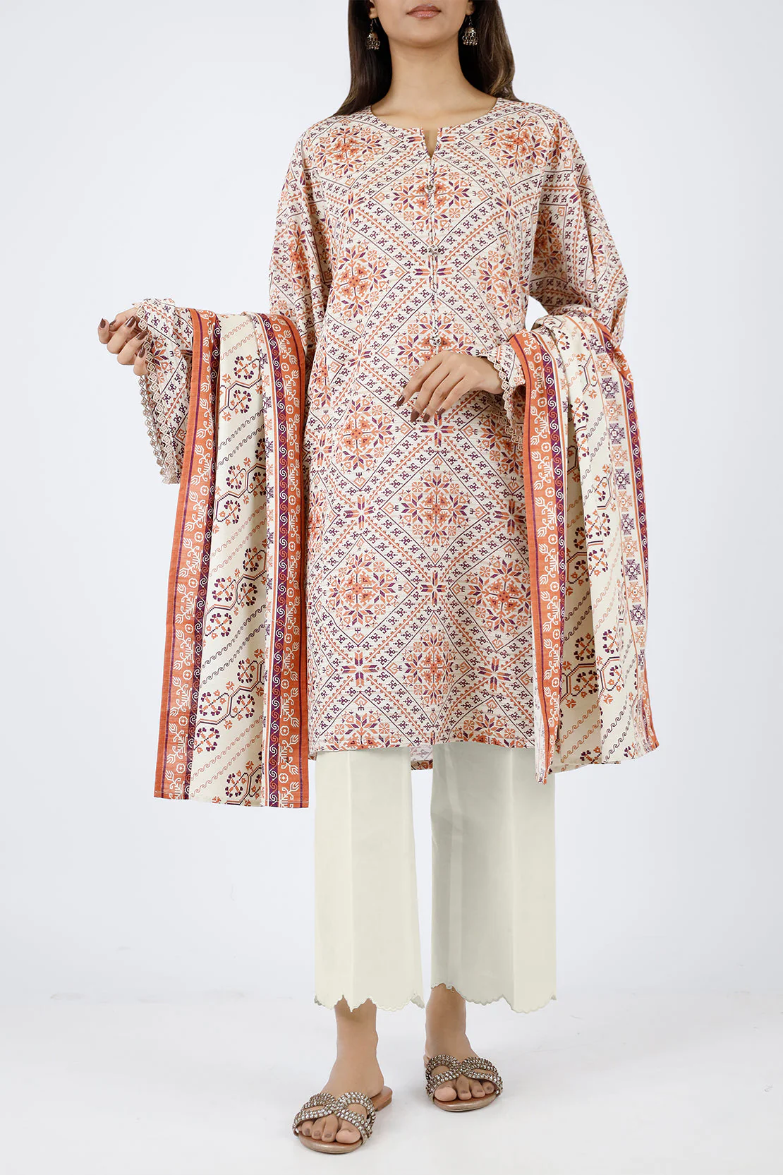 Unstitched Jacquard Khaddar 3 Piece - Image 2