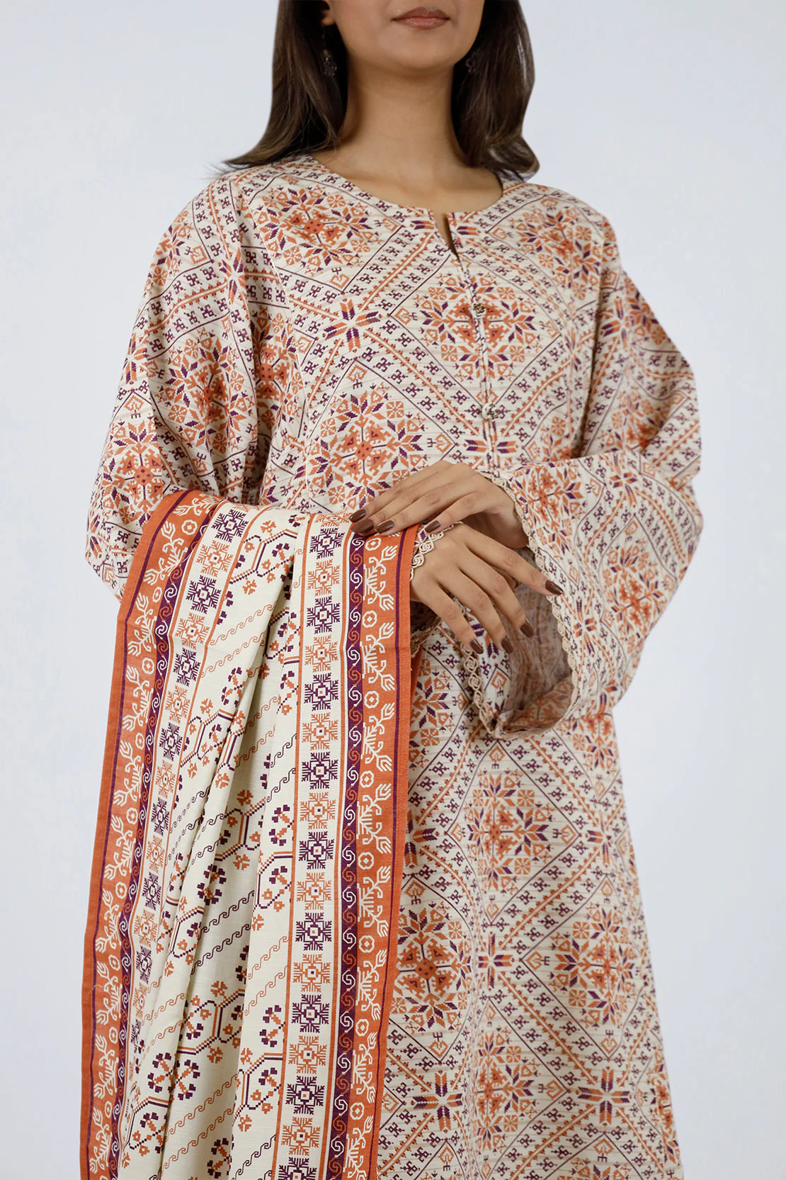 Unstitched Jacquard Khaddar 3 Piece - Image 3