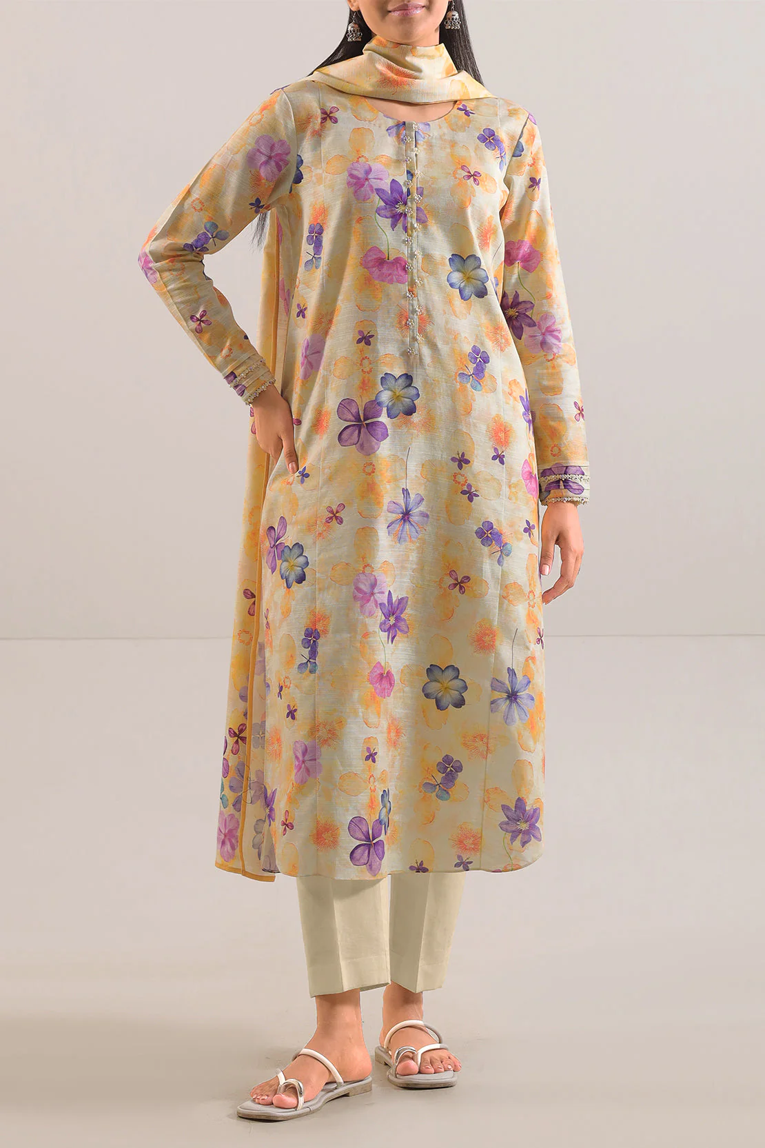 Unstitched Jacquard Khaddar 3 Piece