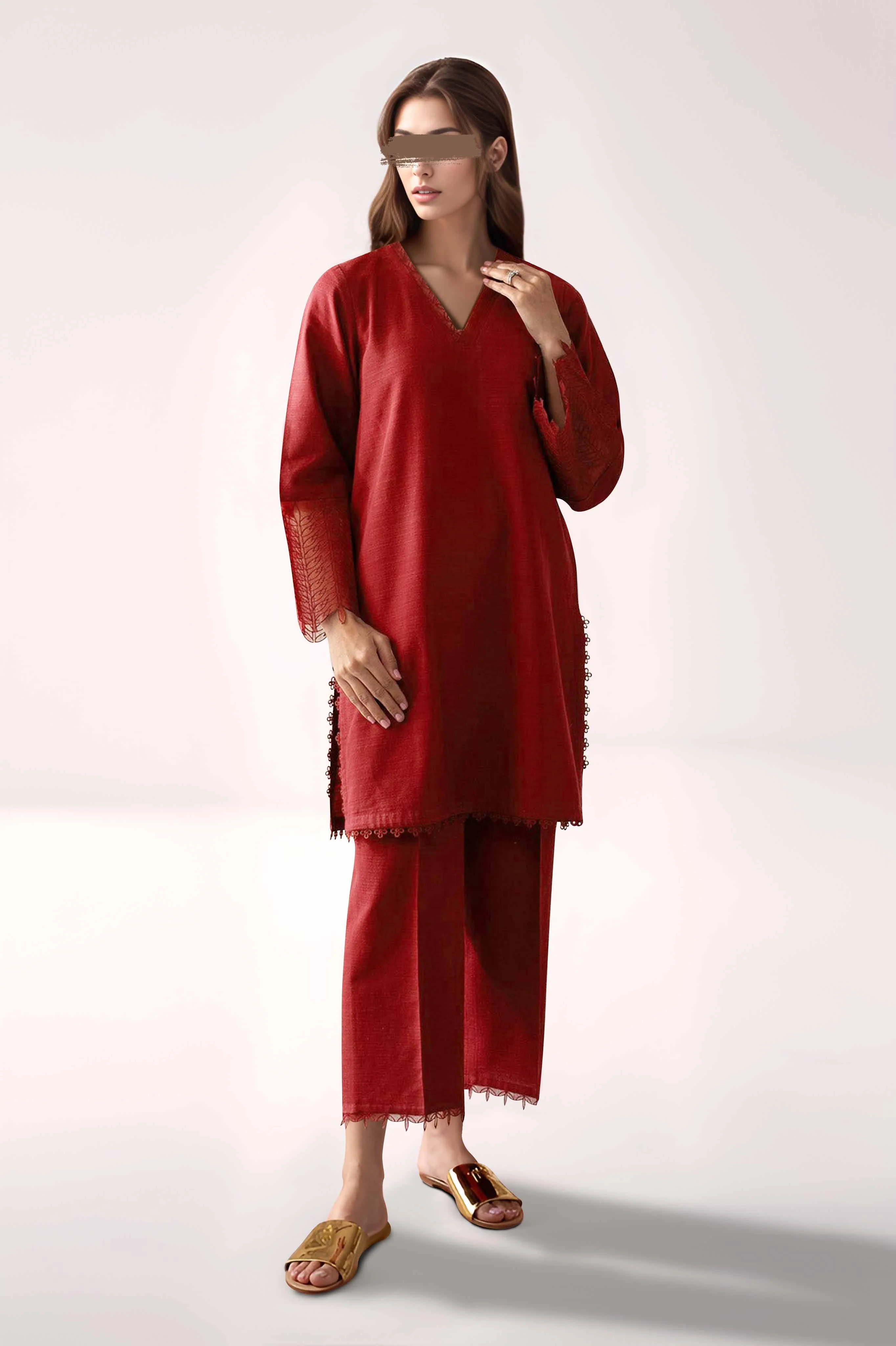 Unstitched Khaddar Cotton Dyed Trouser Fabric