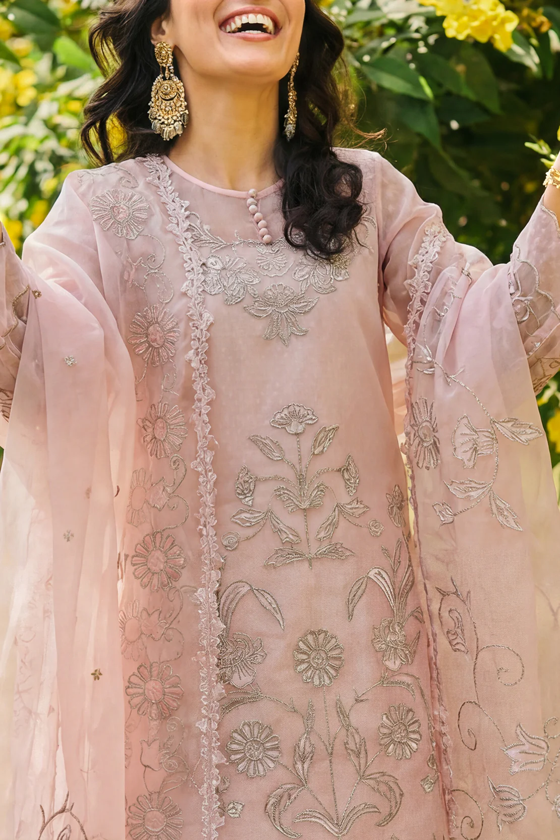 Unstitched Luxury 3-Piece Embroidered Organza Suit - Image 3