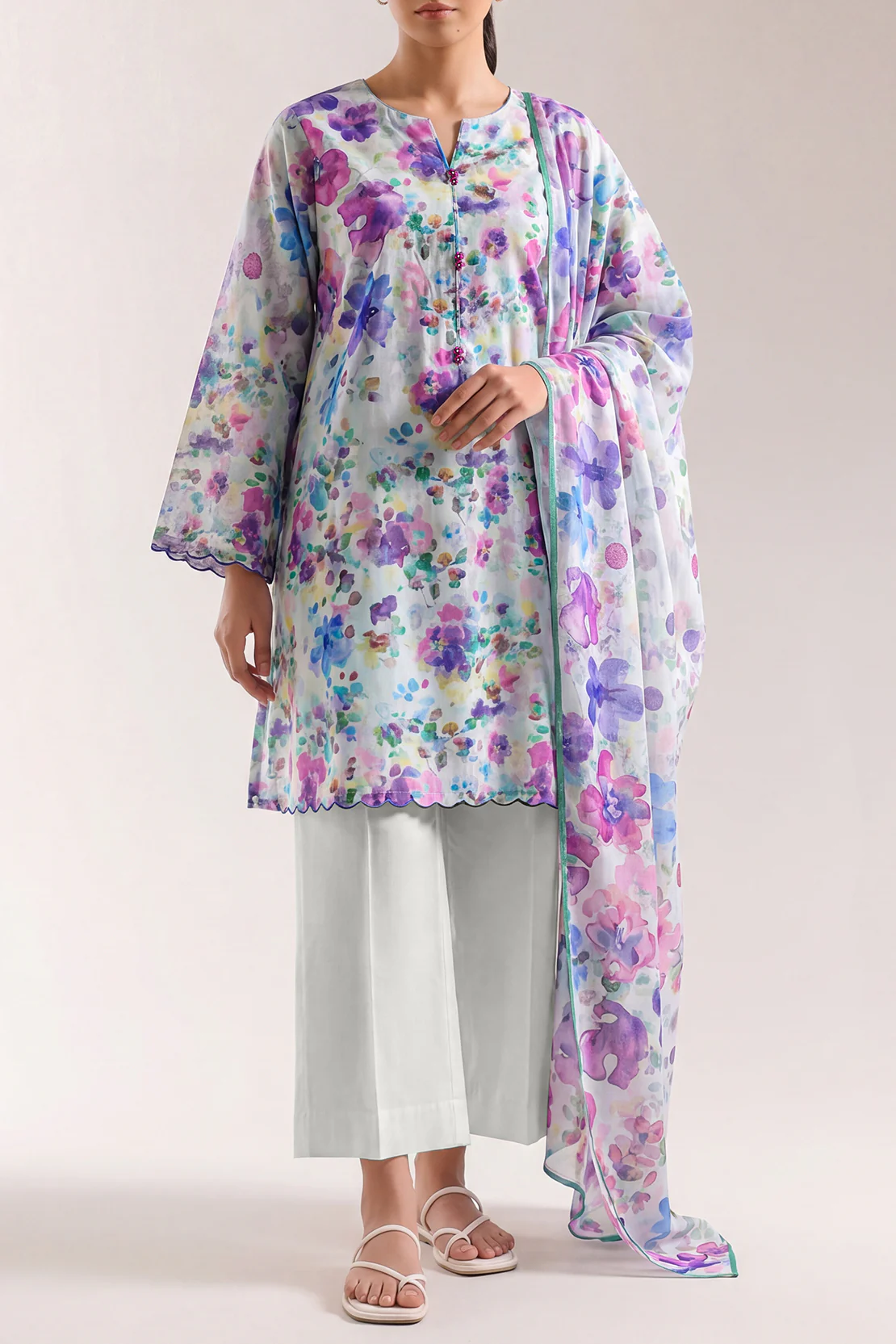 Unstitched Printed Arabic Lawn 3 Piece