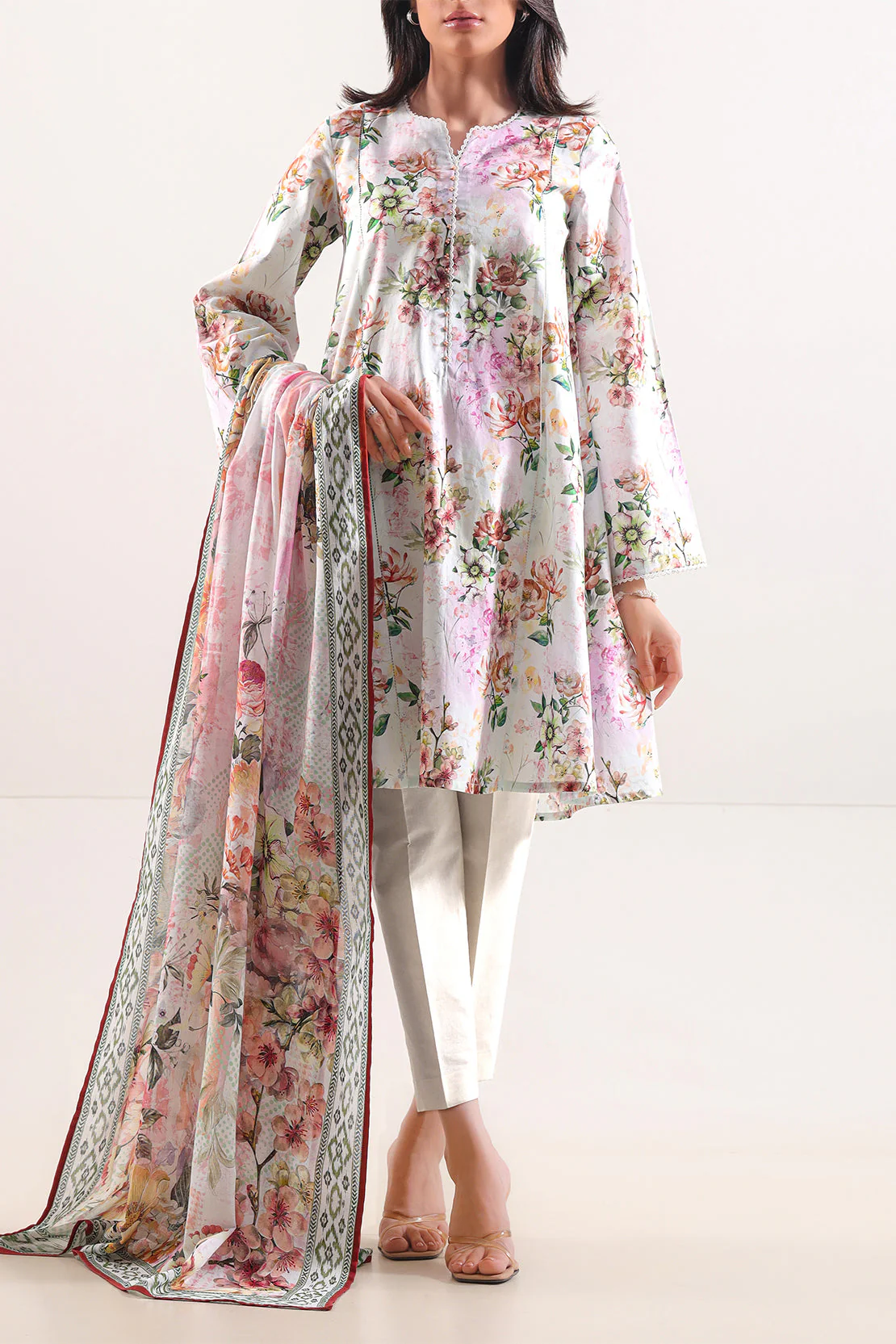 Unstitched Printed Arabic Lawn 3 Piece