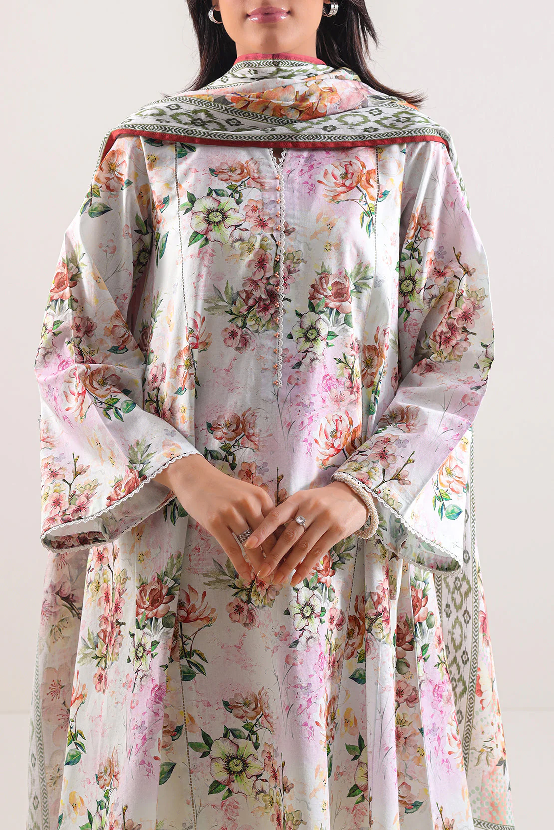 Unstitched Printed Arabic Lawn 3 Piece - Image 2