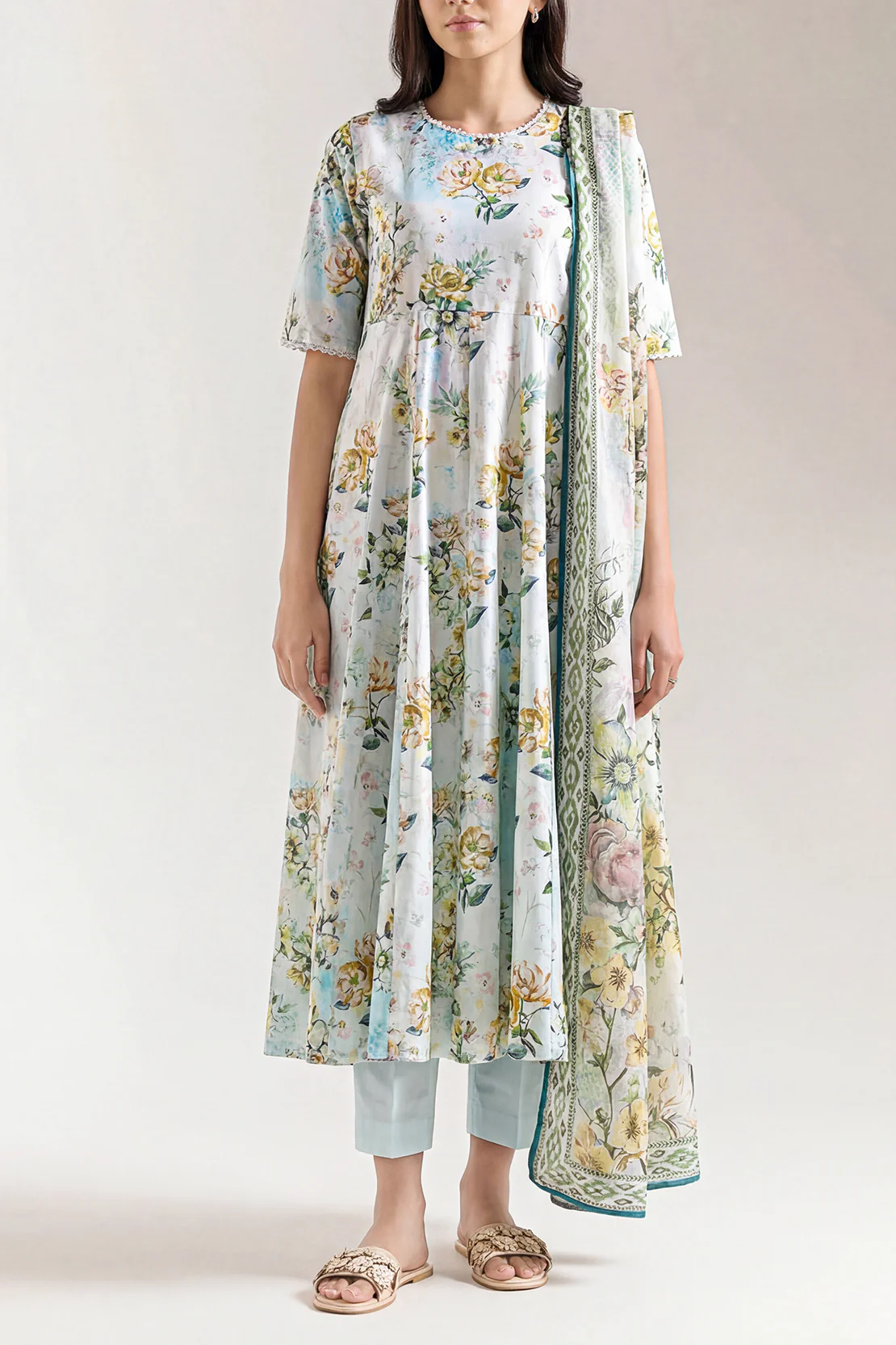 Unstitched Printed Arabic Lawn 3 Piece