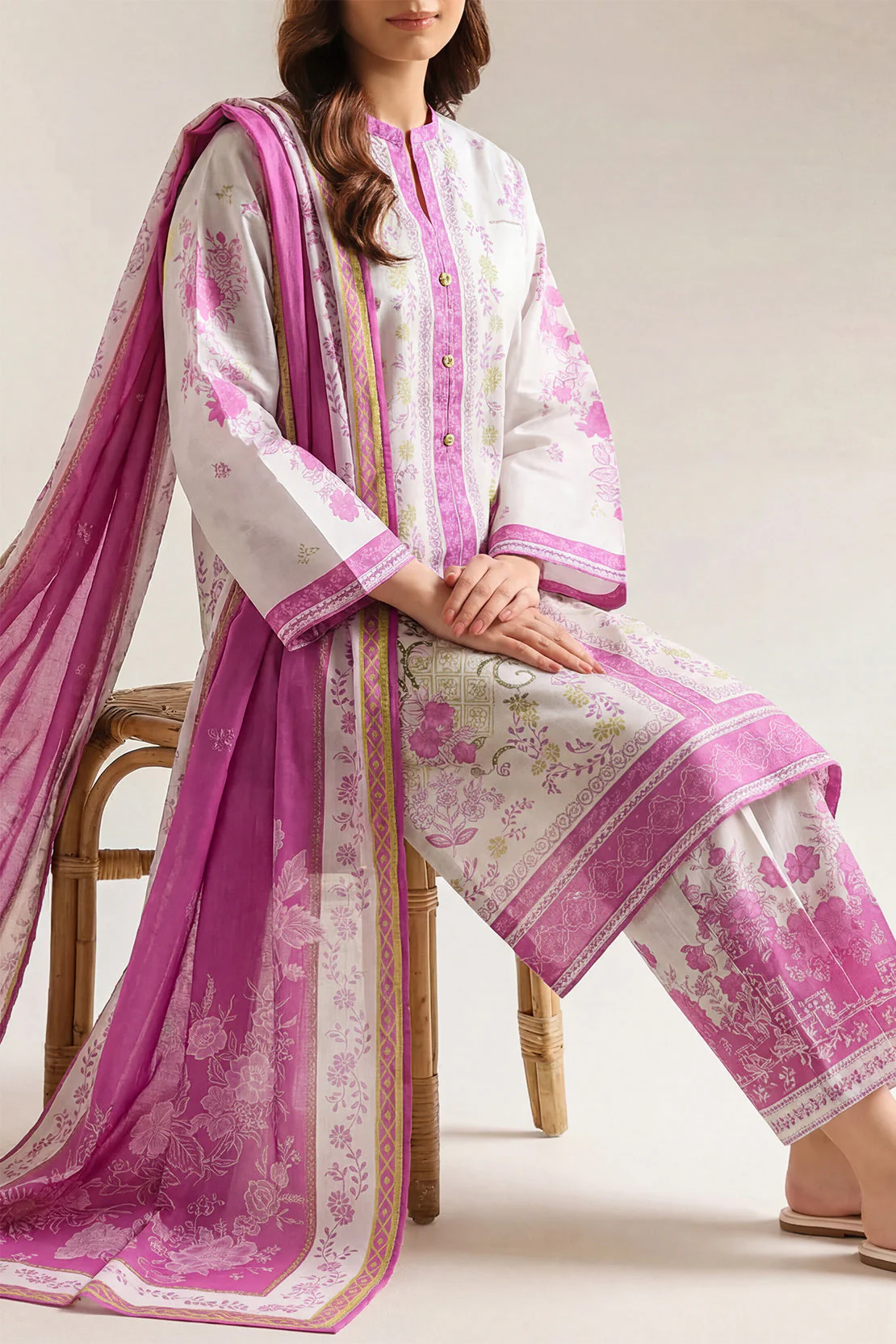 Unstitched Printed Arabic Lawn 3 Piece