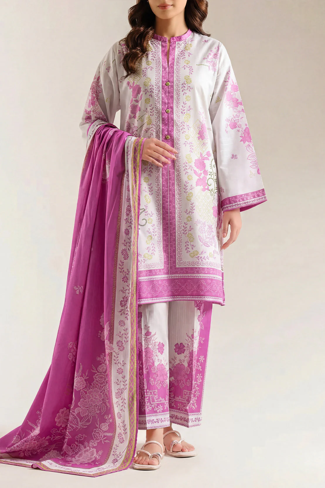Unstitched Printed Arabic Lawn 3 Piece - Image 2